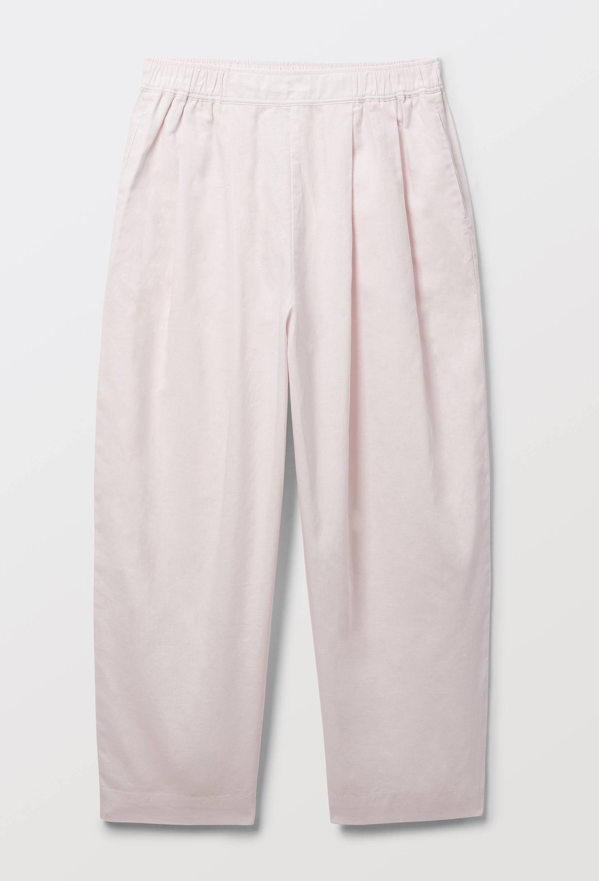 Pantalon uni en lin et coton, Rose clair, large image number 2.0