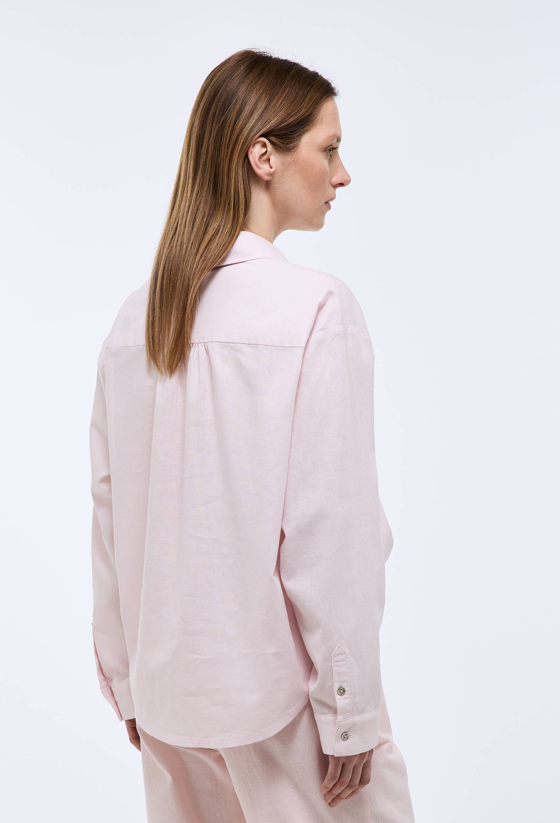 Chemise unie en lin et coton, Rose clair, large image number 1.0