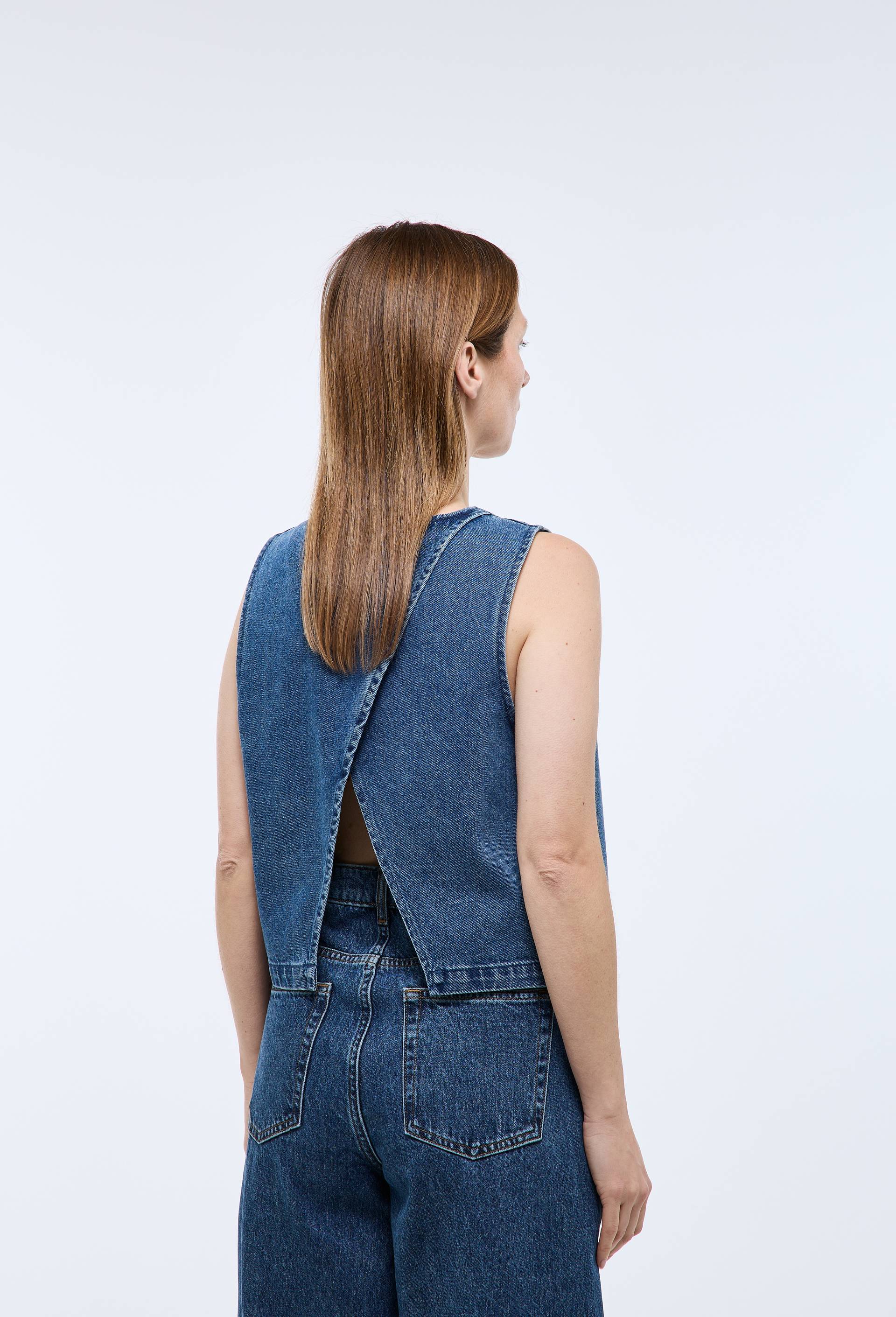 Top sans manches jean en coton BIO GOTS, Bleu fonc&eacute;, large image number 1