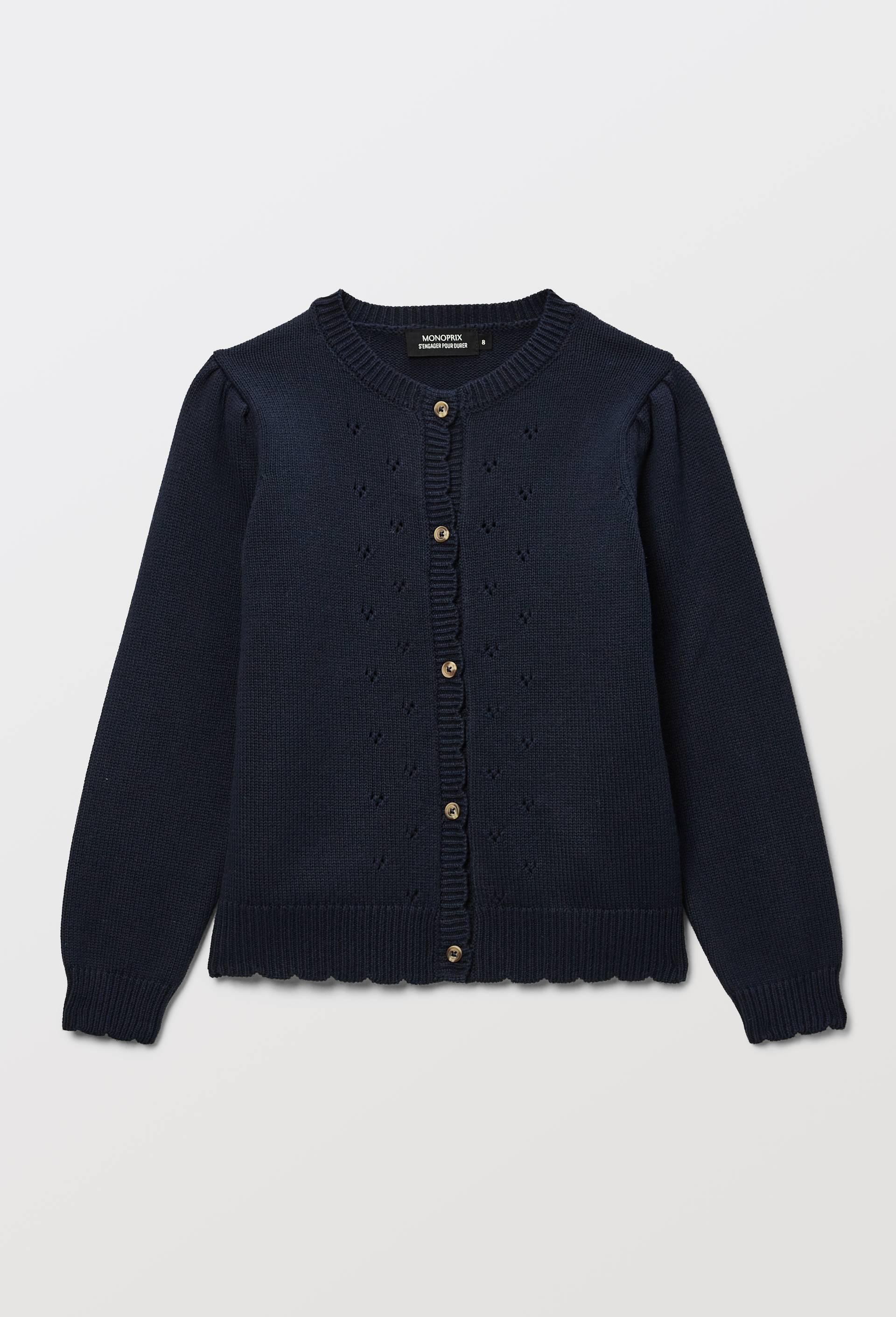Cardigan uni, Bleu fonc&eacute;, large image number 1.0