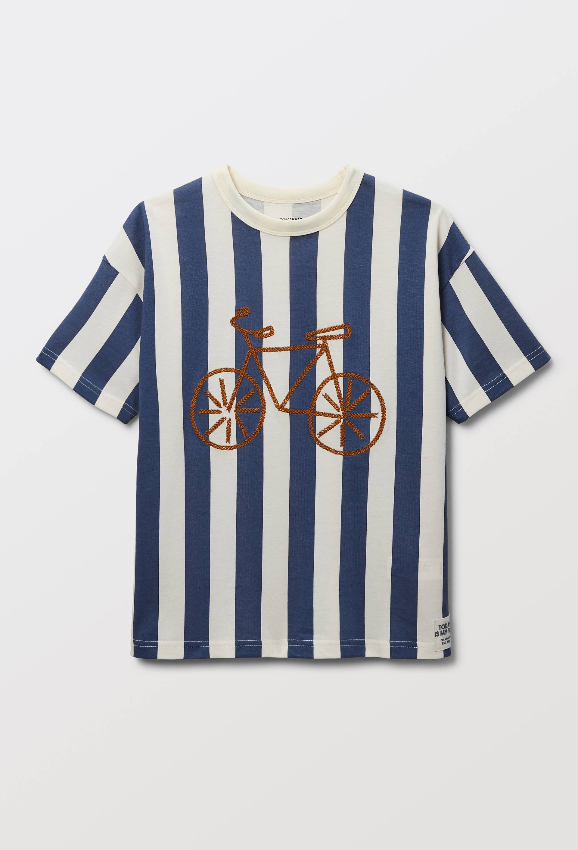 T-shirt manches courtes imprim&eacute; en coton BIO GOTS, Bleu, large image number 1