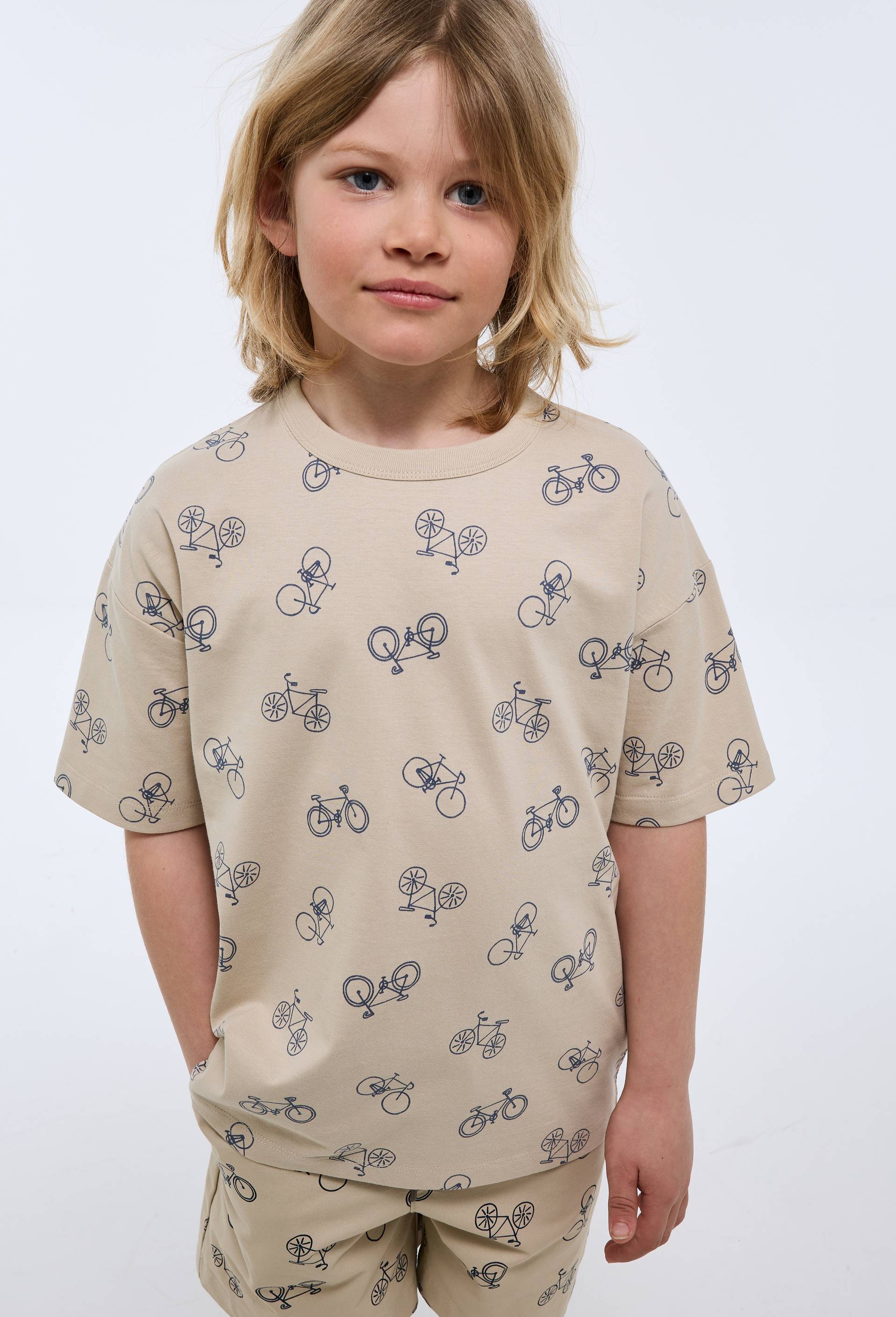 T-shirt manches courtes imprim&eacute; en coton BIO GOTS, Beige, large image number 0