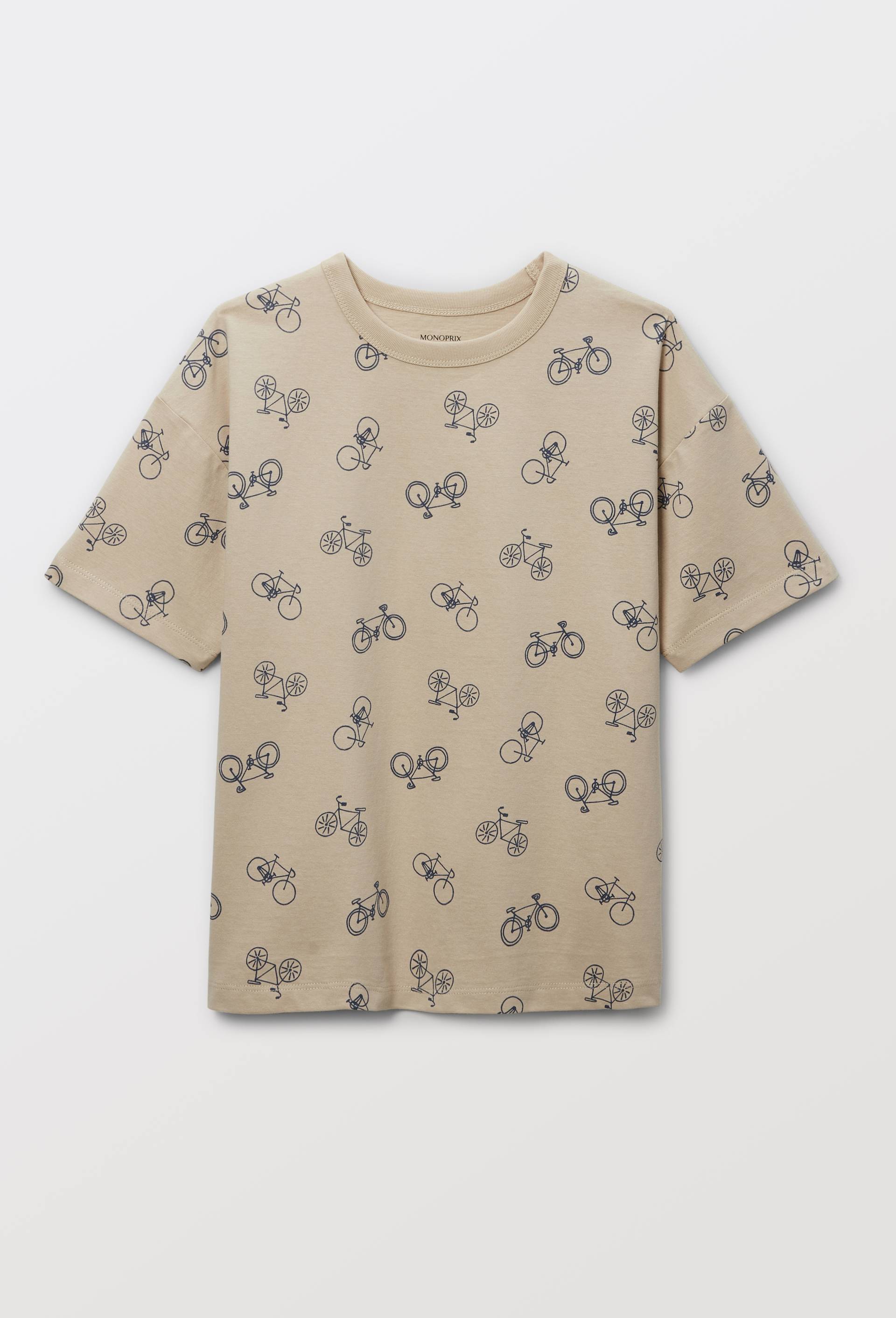 T-shirt manches courtes imprim&eacute; en coton BIO GOTS, Beige, large image number 1.0