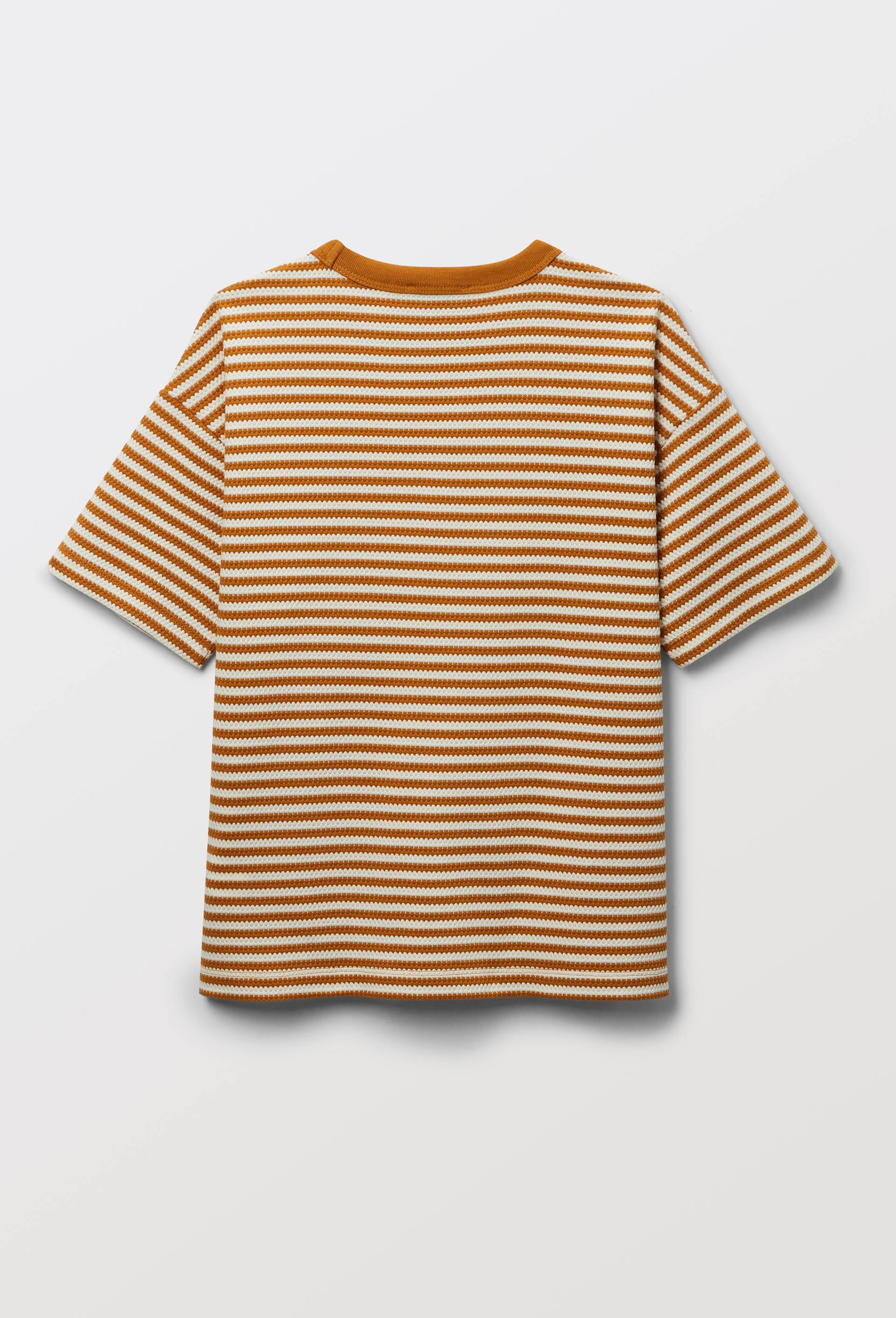T-shirt manches courtes ray&eacute; en coton BIO GOTS, Brun clair, large image number 3