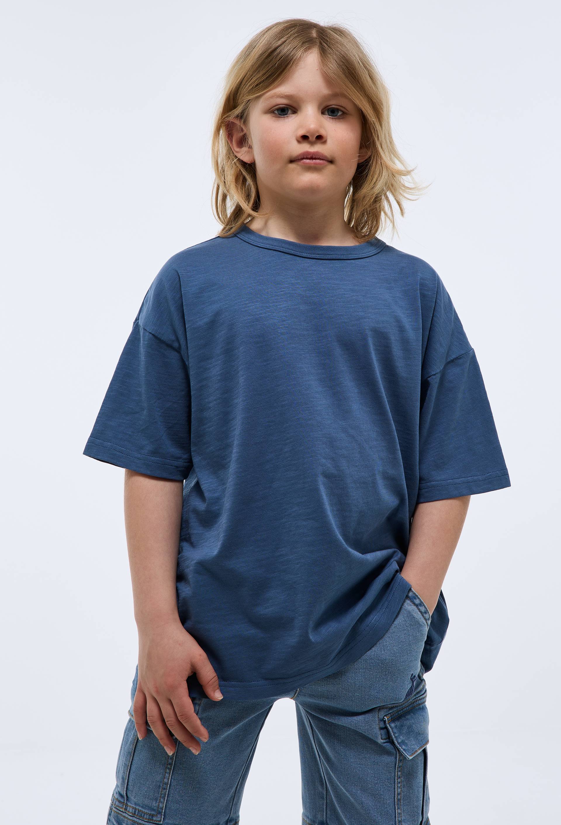 T-shirt manches courtes uni en coton BIO GOTS, Bleu, large image number 0.0