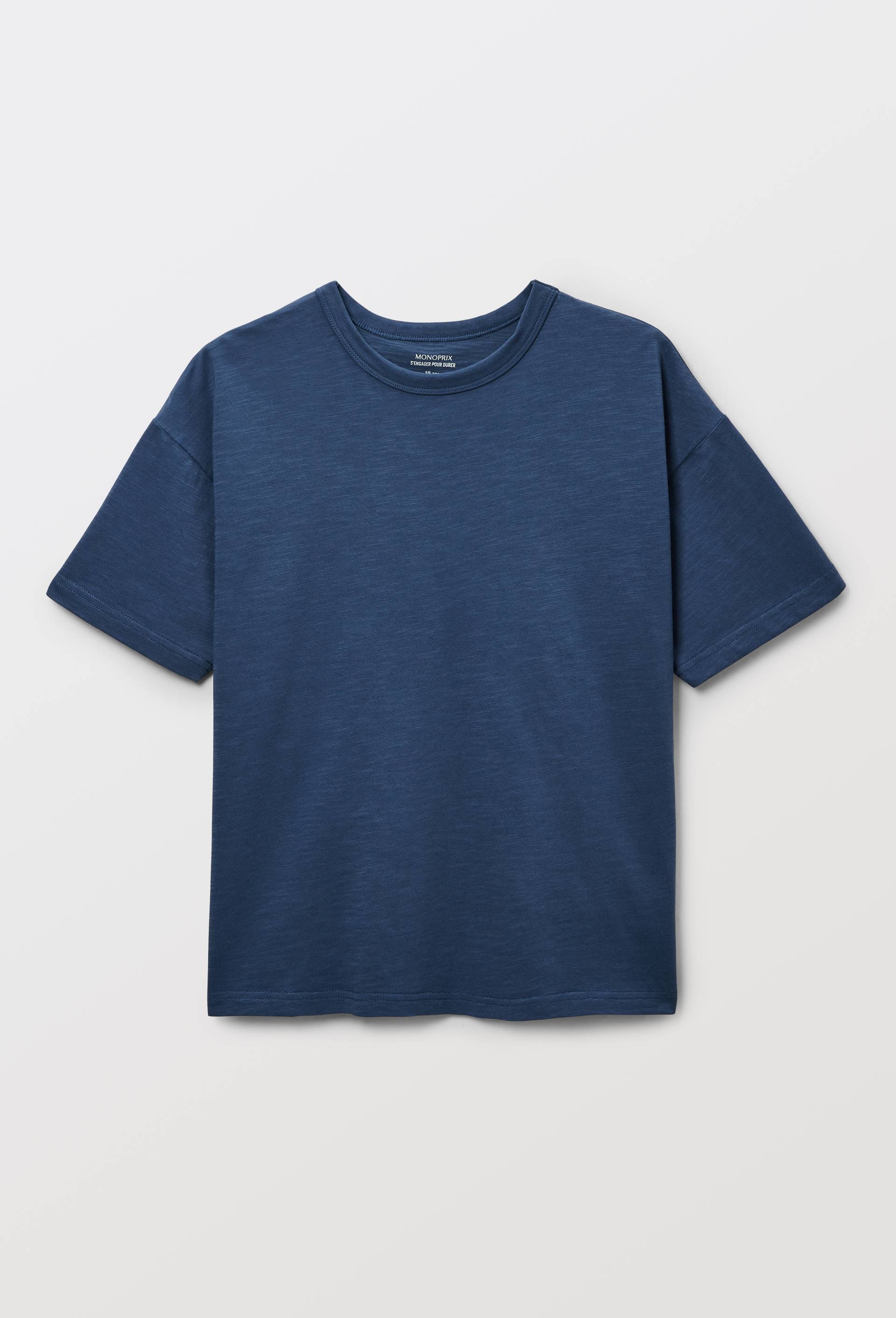 T-shirt manches courtes uni en coton BIO GOTS, Bleu, large image number 1