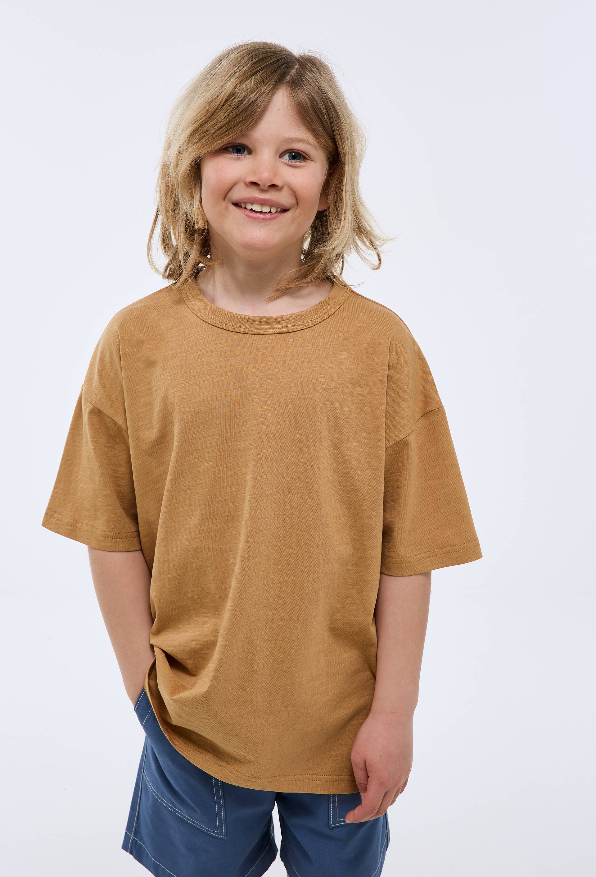 T-shirt manches courtes uni en coton BIO GOTS, Beige, swatch image