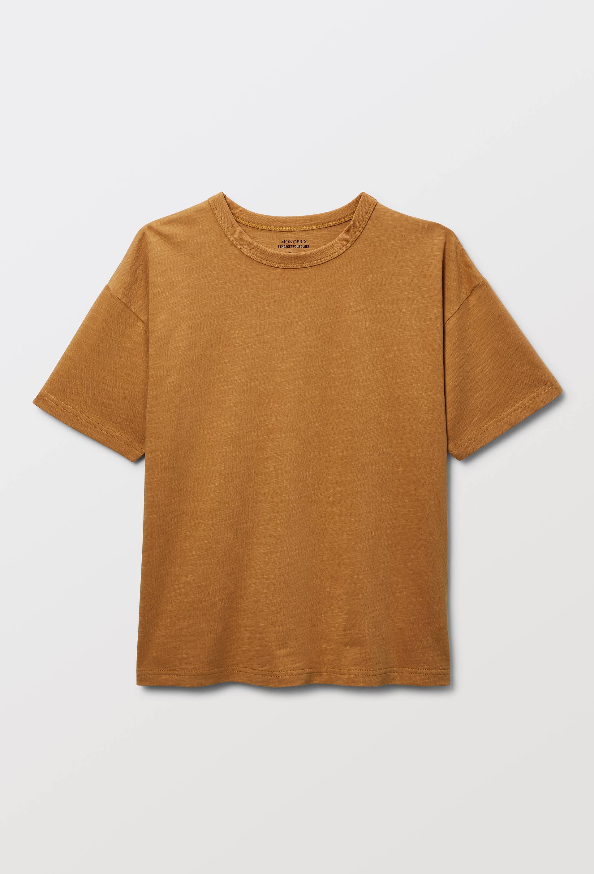 T-shirt manches courtes uni en coton BIO GOTS, Beige, large image number 1