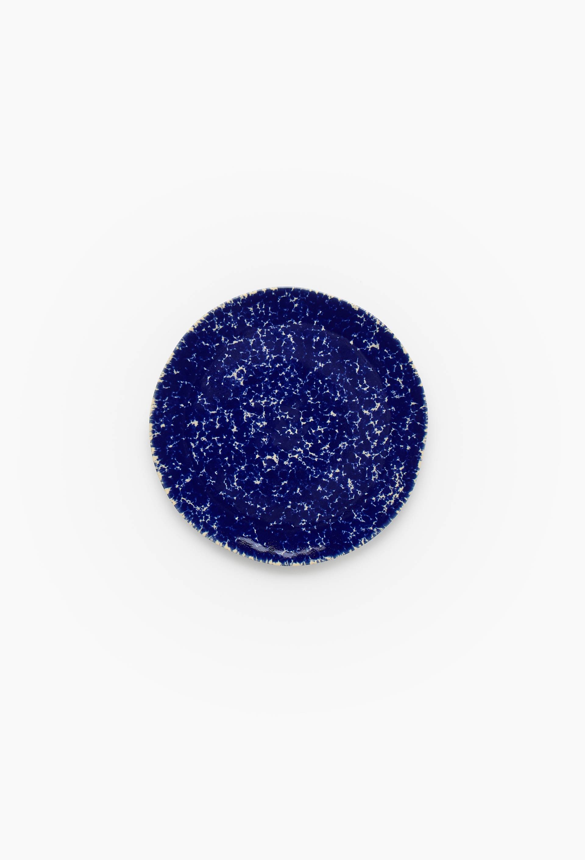 Assiette dessert &agrave; effet mouchet&eacute; bleu, 20 cm, en c&eacute;ramique - ATELIER DENIM, Bleu fonc&eacute;, large image number 0.0