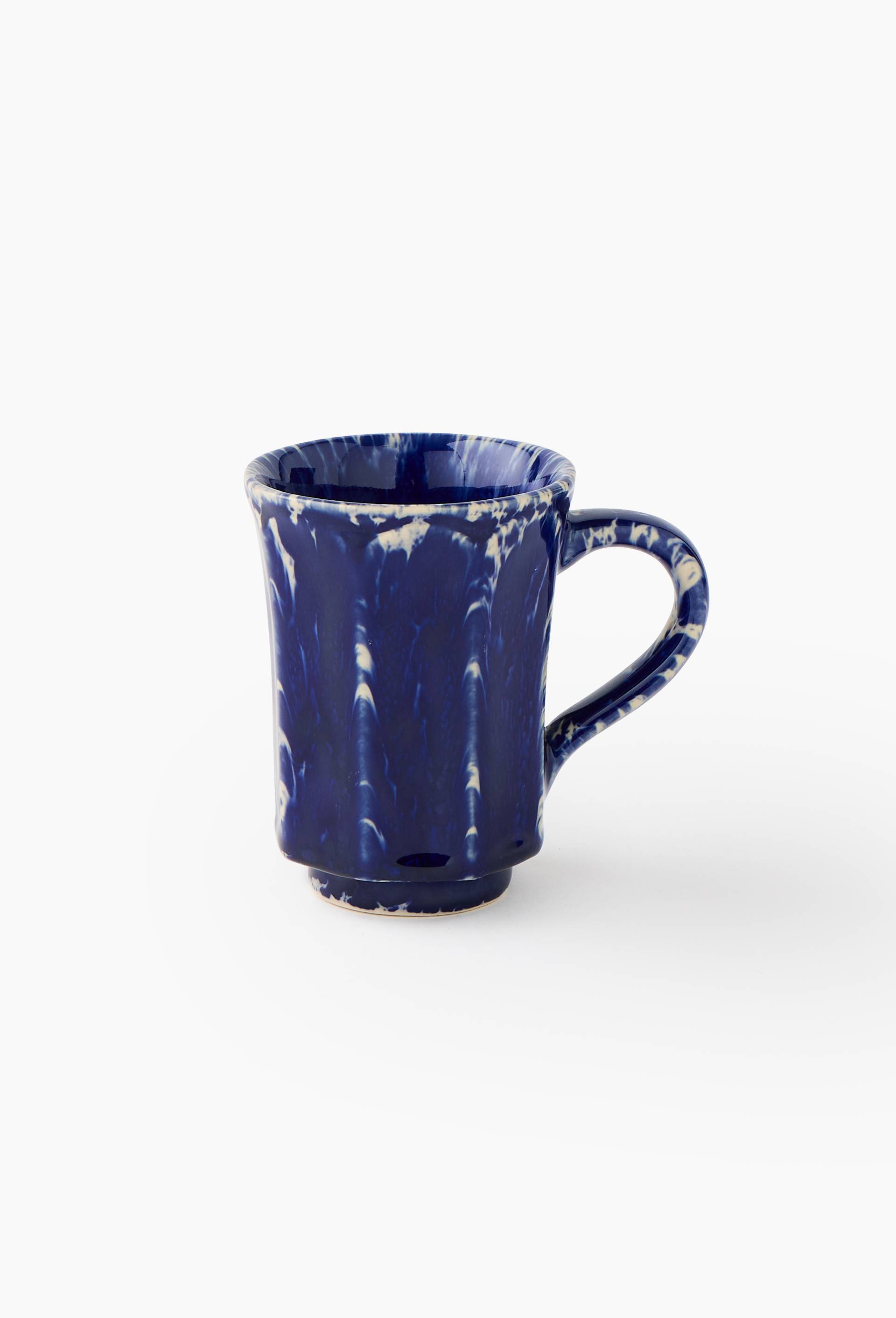 Mug &agrave; effet mouchet&eacute; bleu, 10 cm, en c&eacute;ramique - ATELIER DENIM, Bleu fonc&eacute;, large image number 0