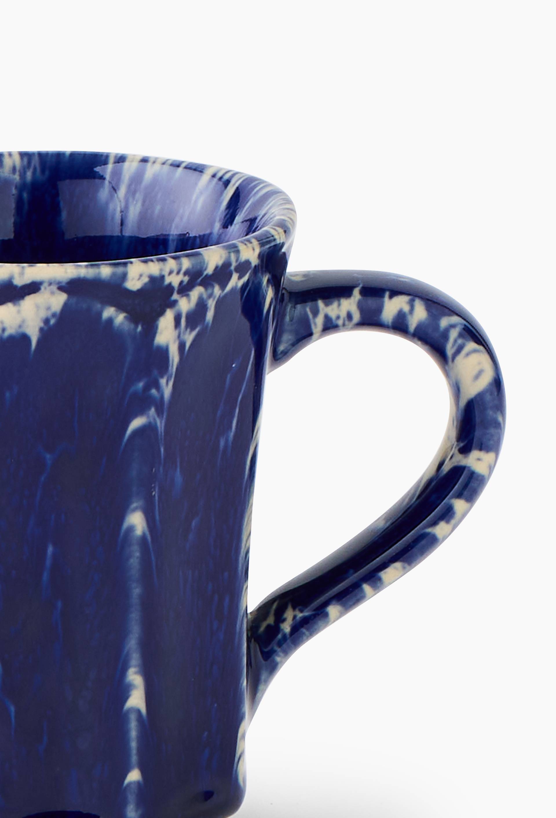 Mug &agrave; effet mouchet&eacute; bleu, 10 cm, en c&eacute;ramique - ATELIER DENIM, Bleu fonc&eacute;, large image number 1.0