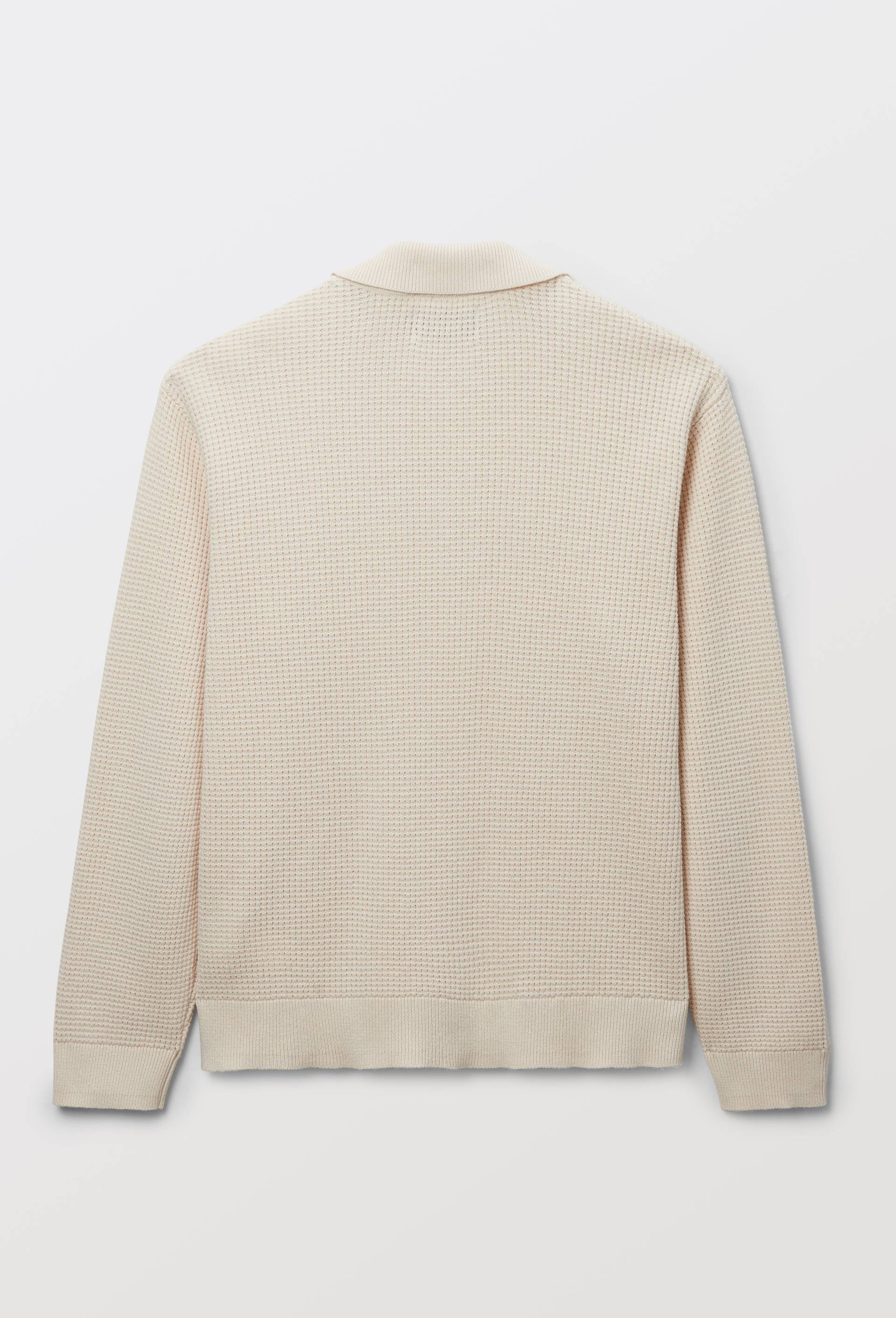 Pull uni col polo en coton, Beige clair, large image number 2.0
