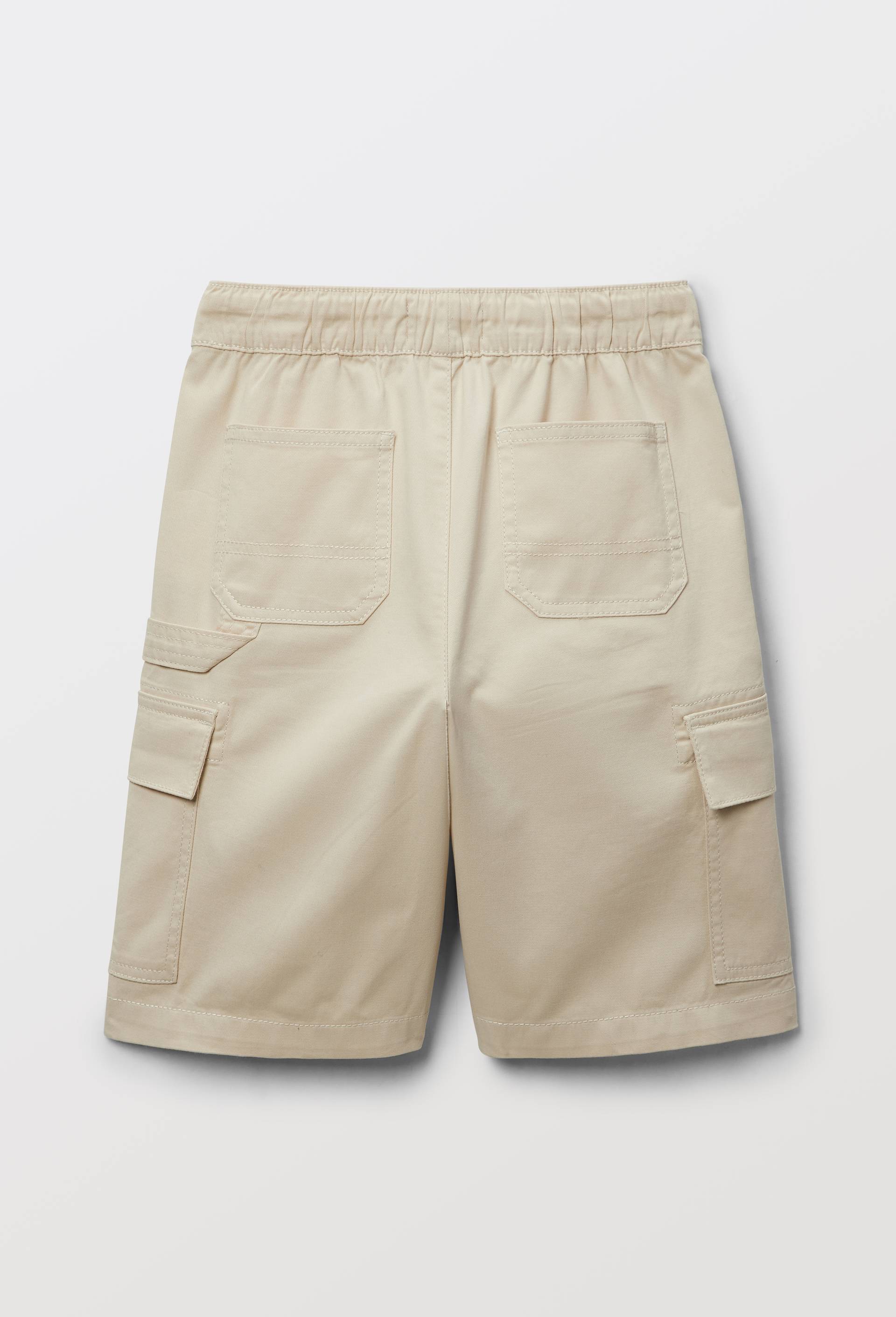 Bermuda cargo &eacute;lastiqu&eacute; uni en coton, Beige, large image number 3