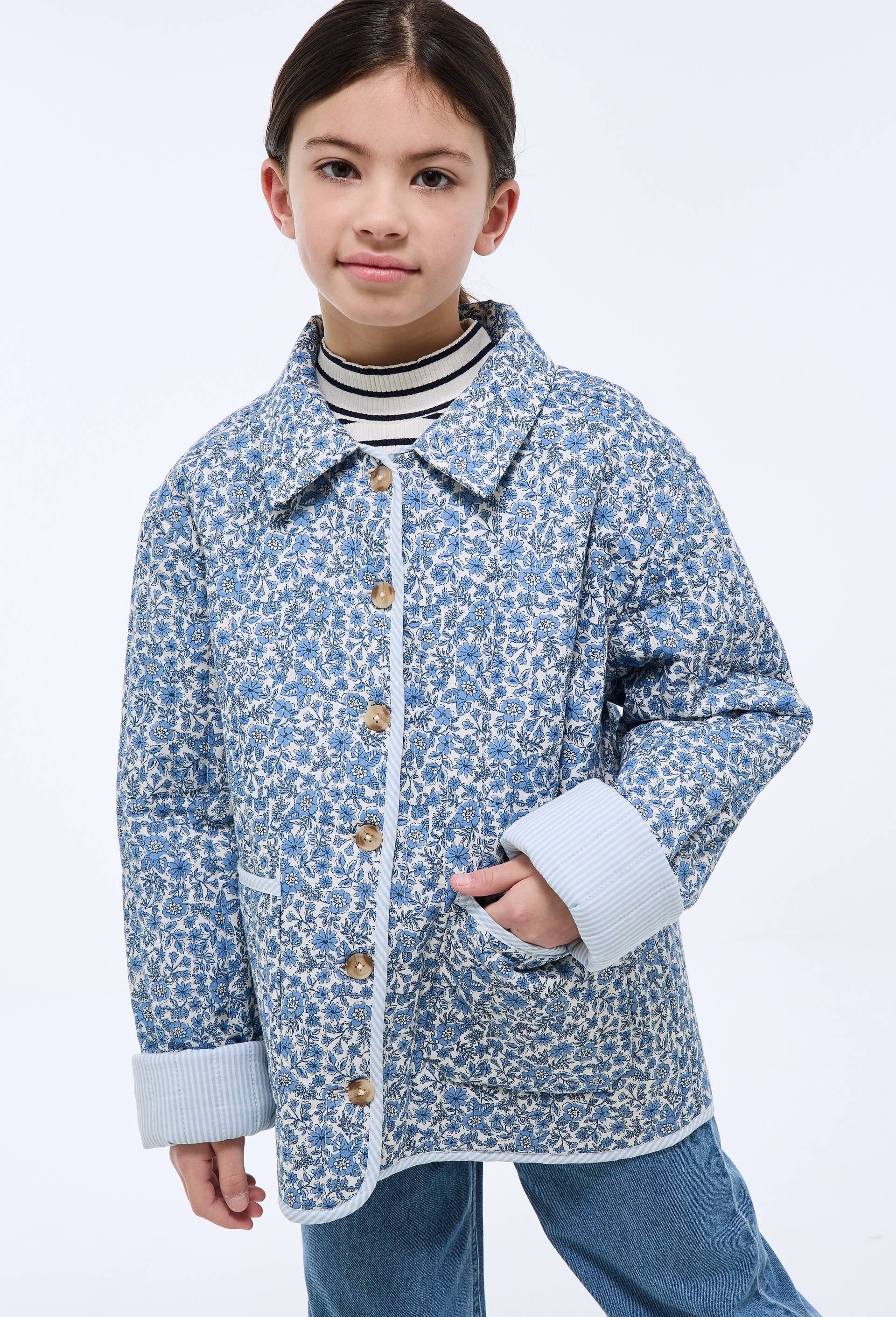 Veste matelass&eacute;e imprim&eacute;e, Bleu, large image number 0