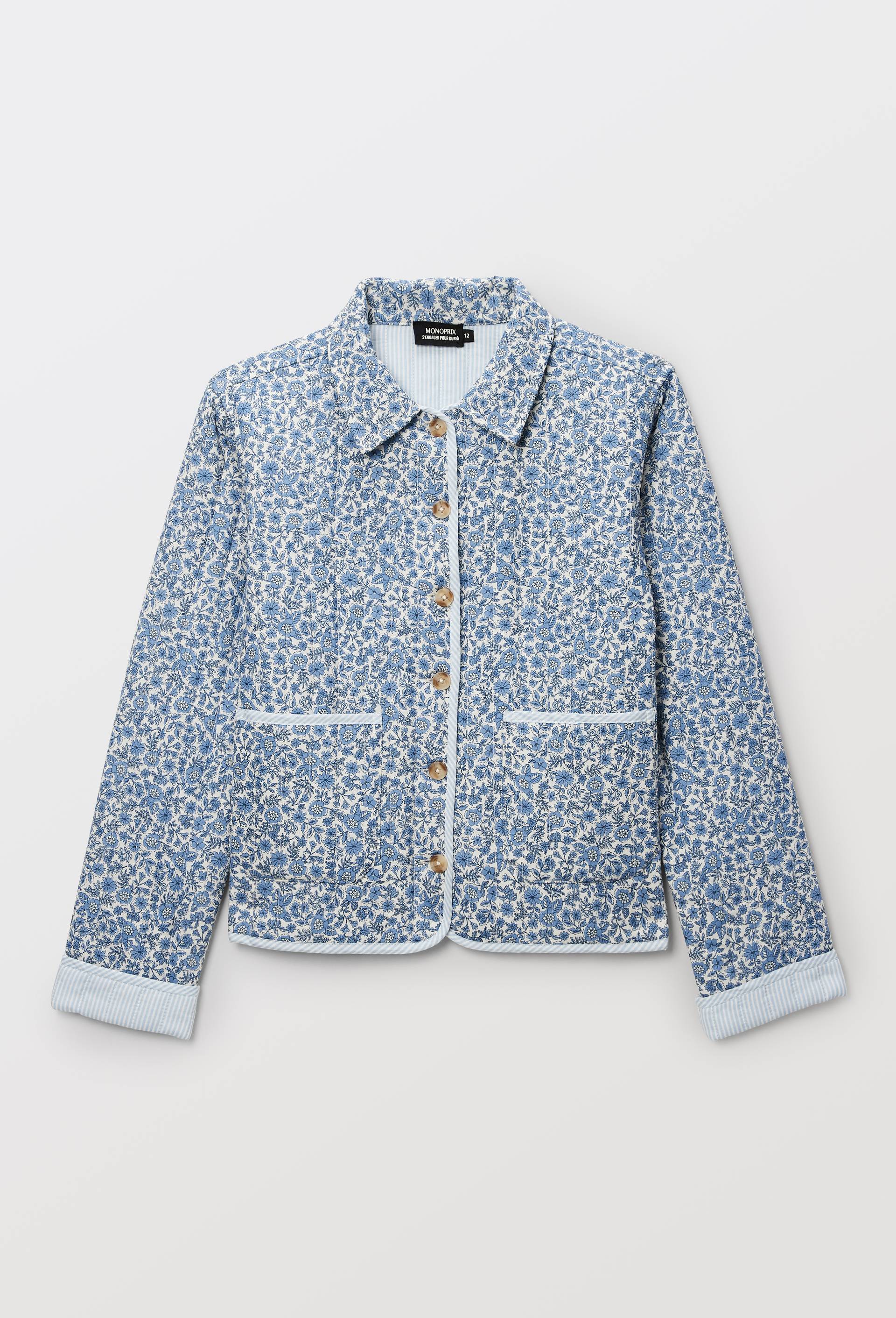 Veste matelass&eacute;e imprim&eacute;e, Bleu, large image number 2
