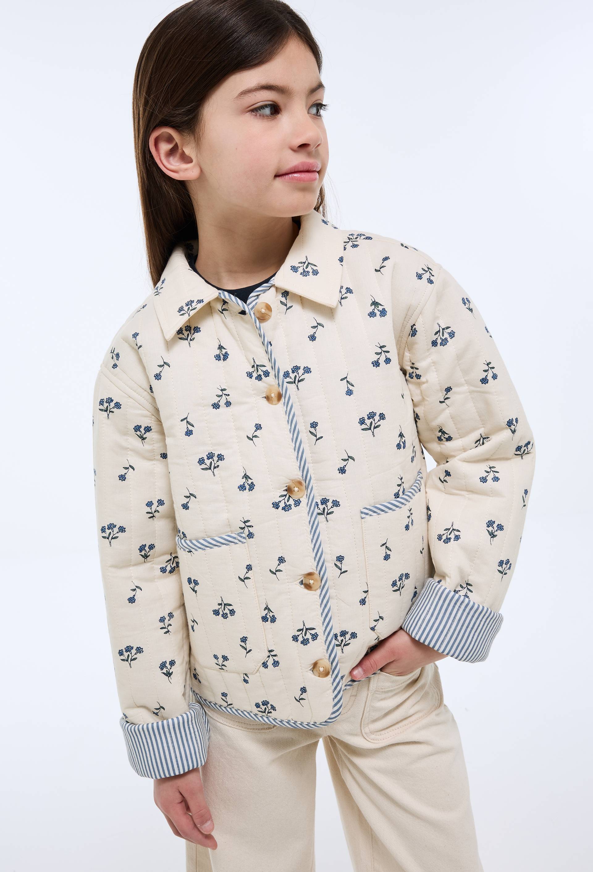 Veste matelass&eacute;e imprim&eacute;e, Beige clair, large image number 0.0