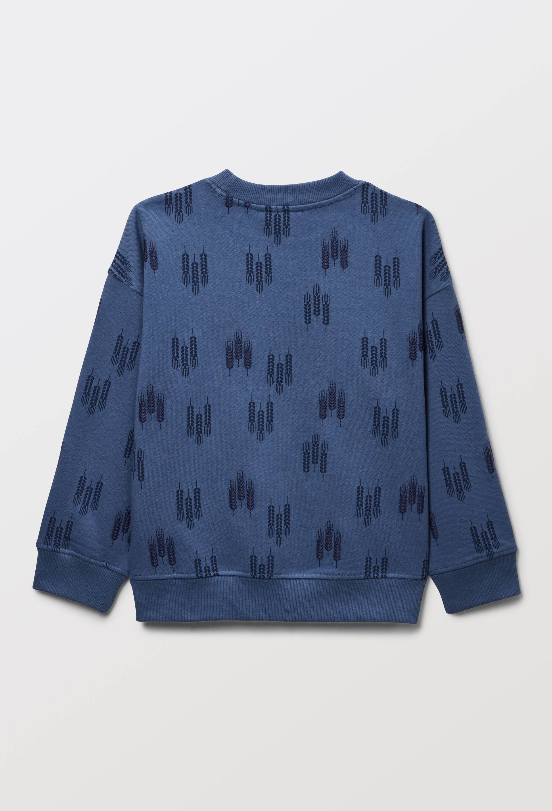 Sweat col rond imprim&eacute; en coton BIO GOTS, Bleu, large image number 3.0