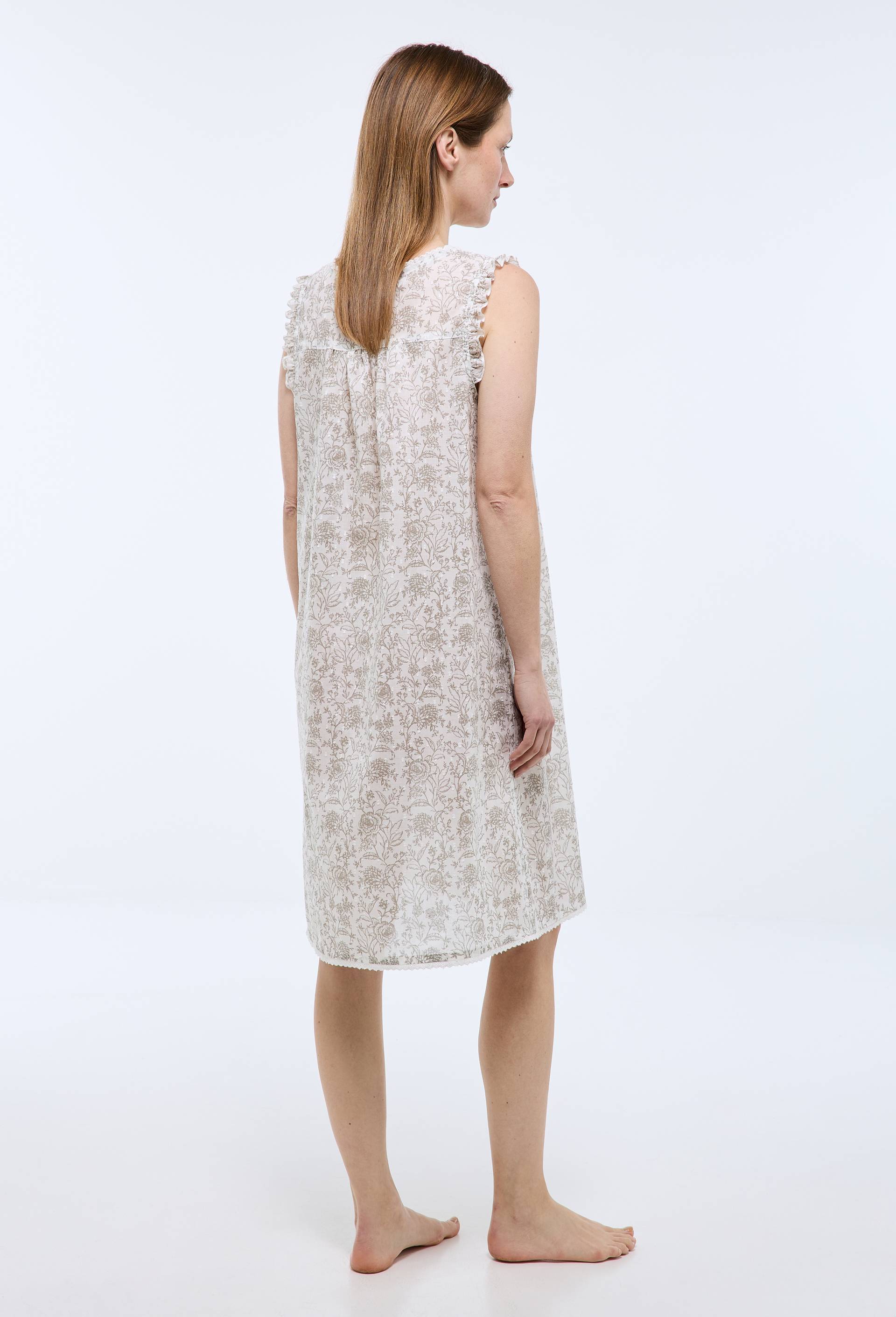 Chemise de nuit imprim&eacute;e en plumetis de coton BIO GOTS, Gris, large image number 1