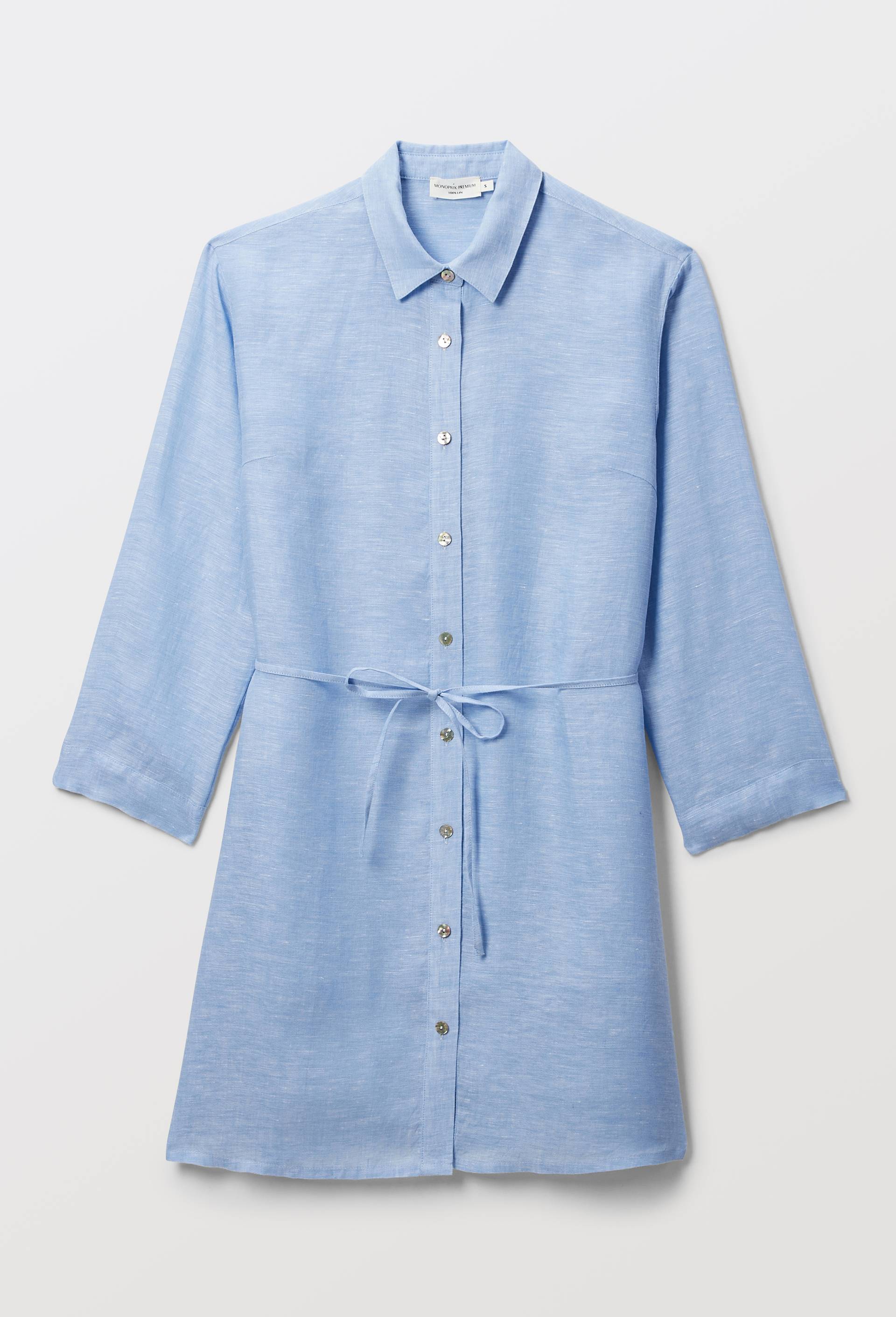 Chemise de nuit manches longues en lin, Bleu clair, large image number 2.0