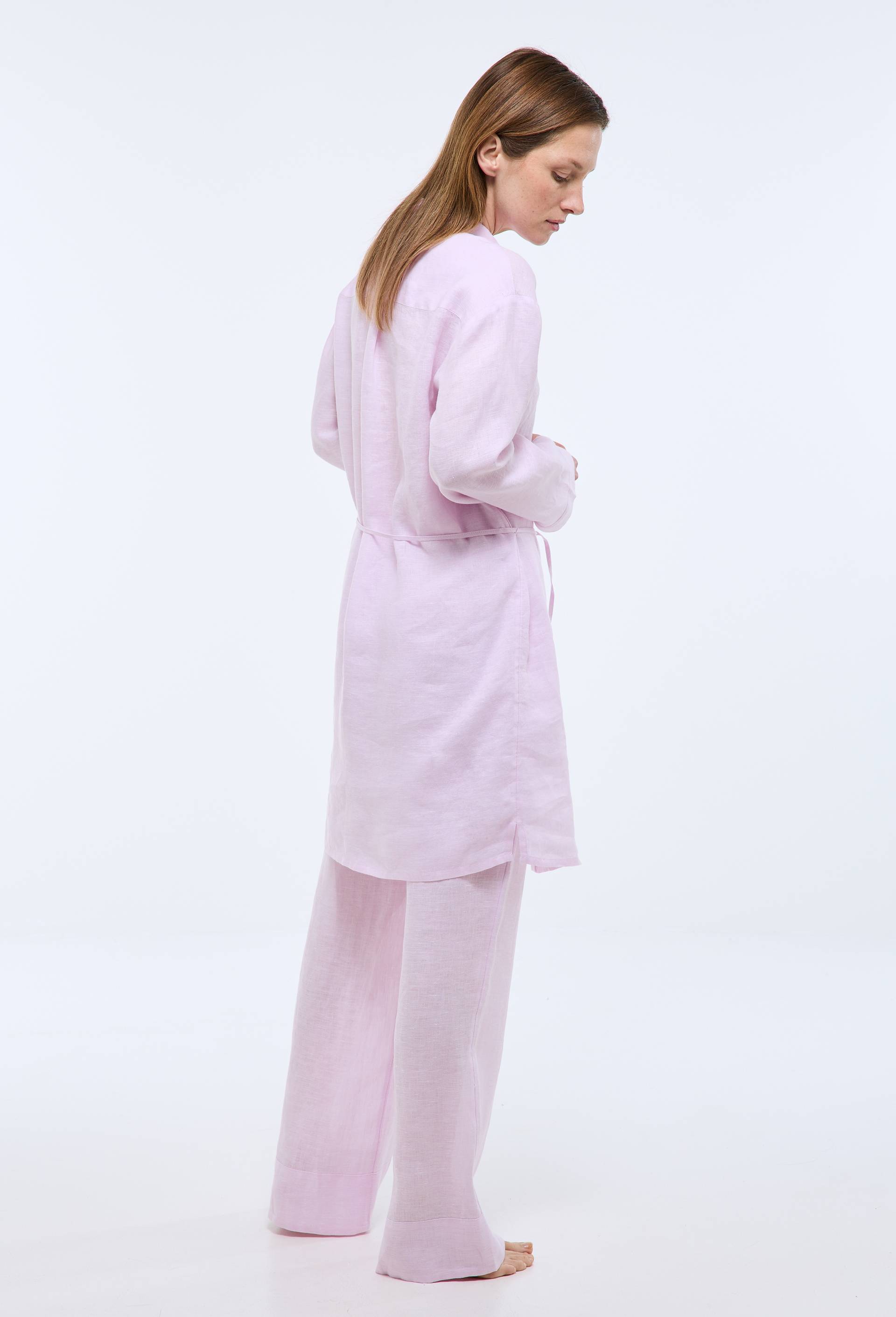 Chemise de nuit manches longues en lin, Rose clair, large image number 2