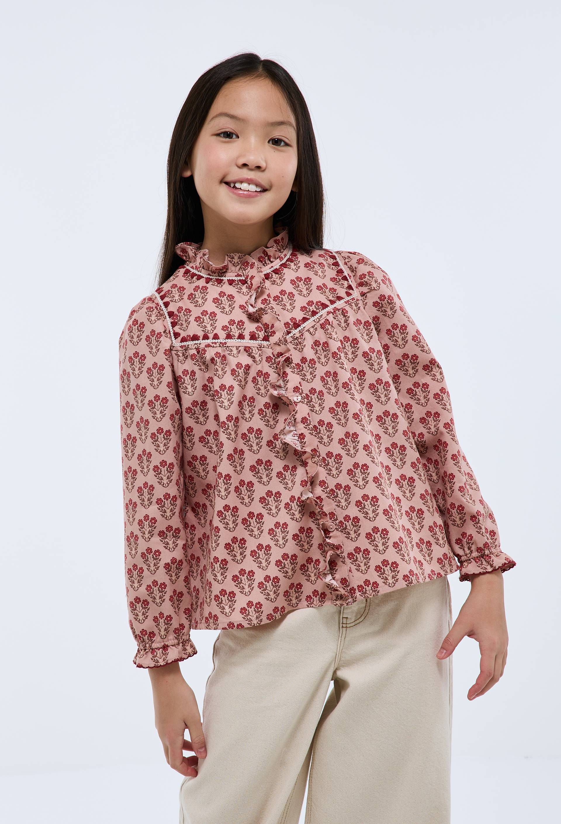 Blouse brod&eacute;e en coton, Rose, large image number 1