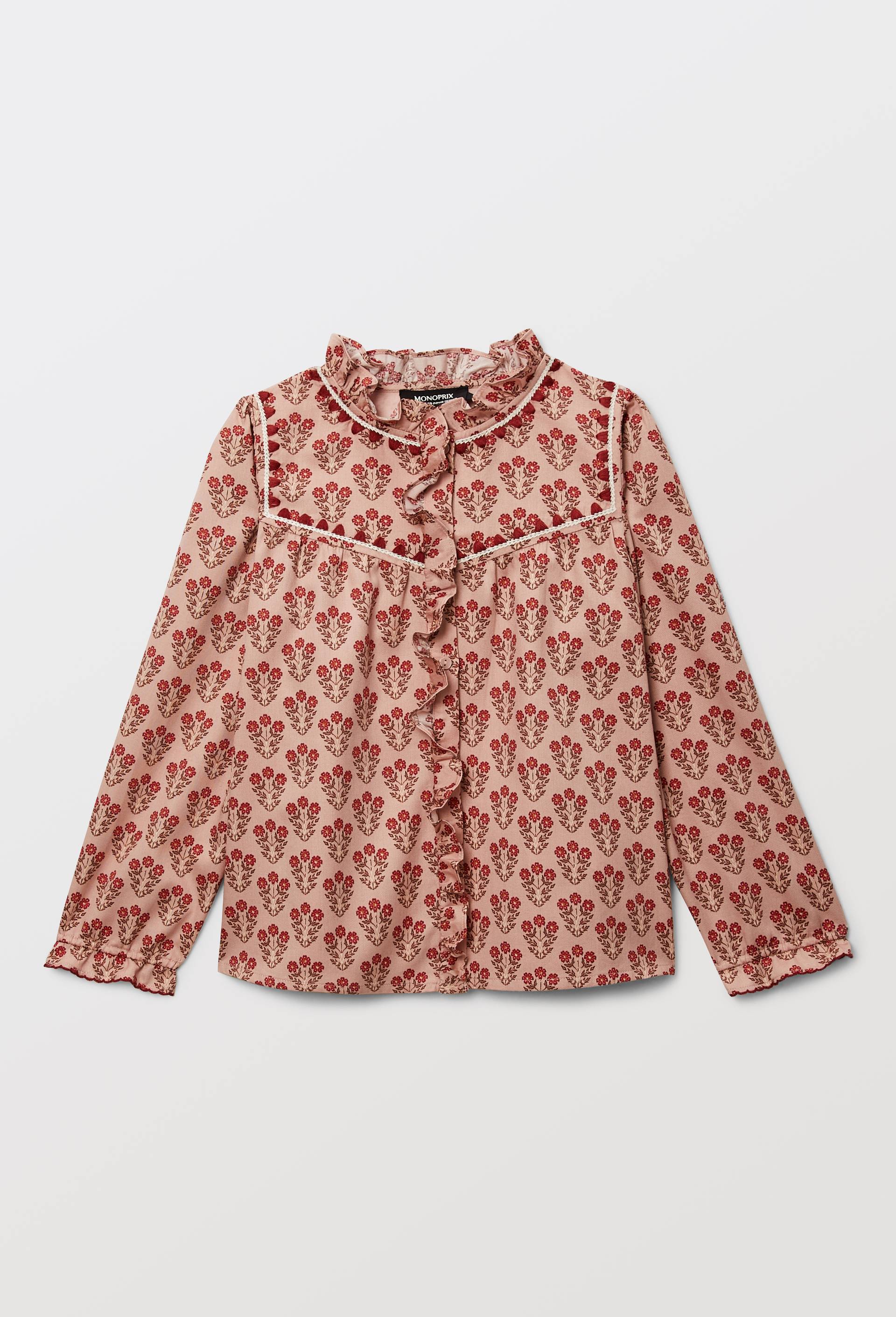 Blouse brod&eacute;e en coton, Rose, large image number 2.0