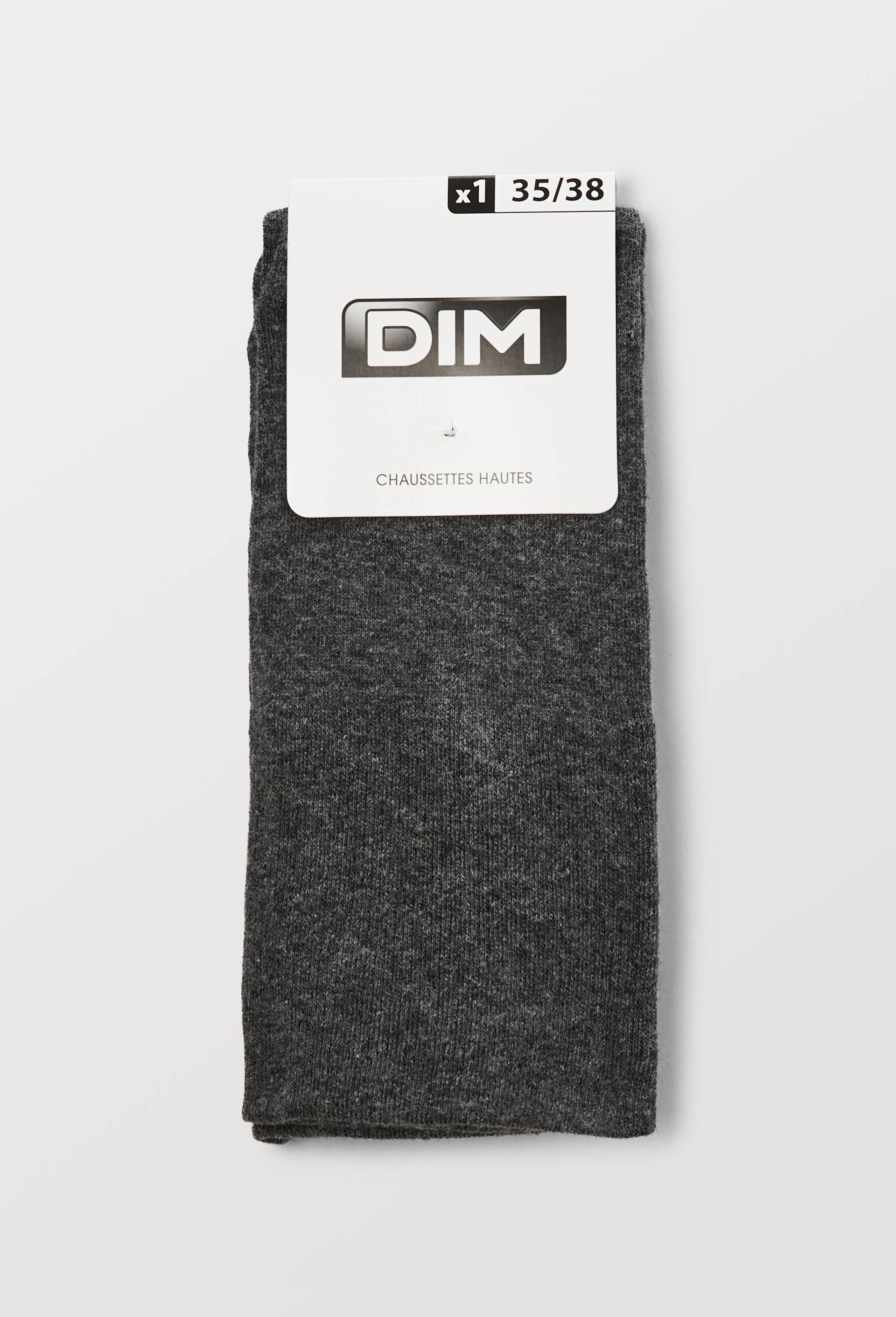 Chaussettes hautes en coton DIM, Gris fonc&eacute;, swatch image