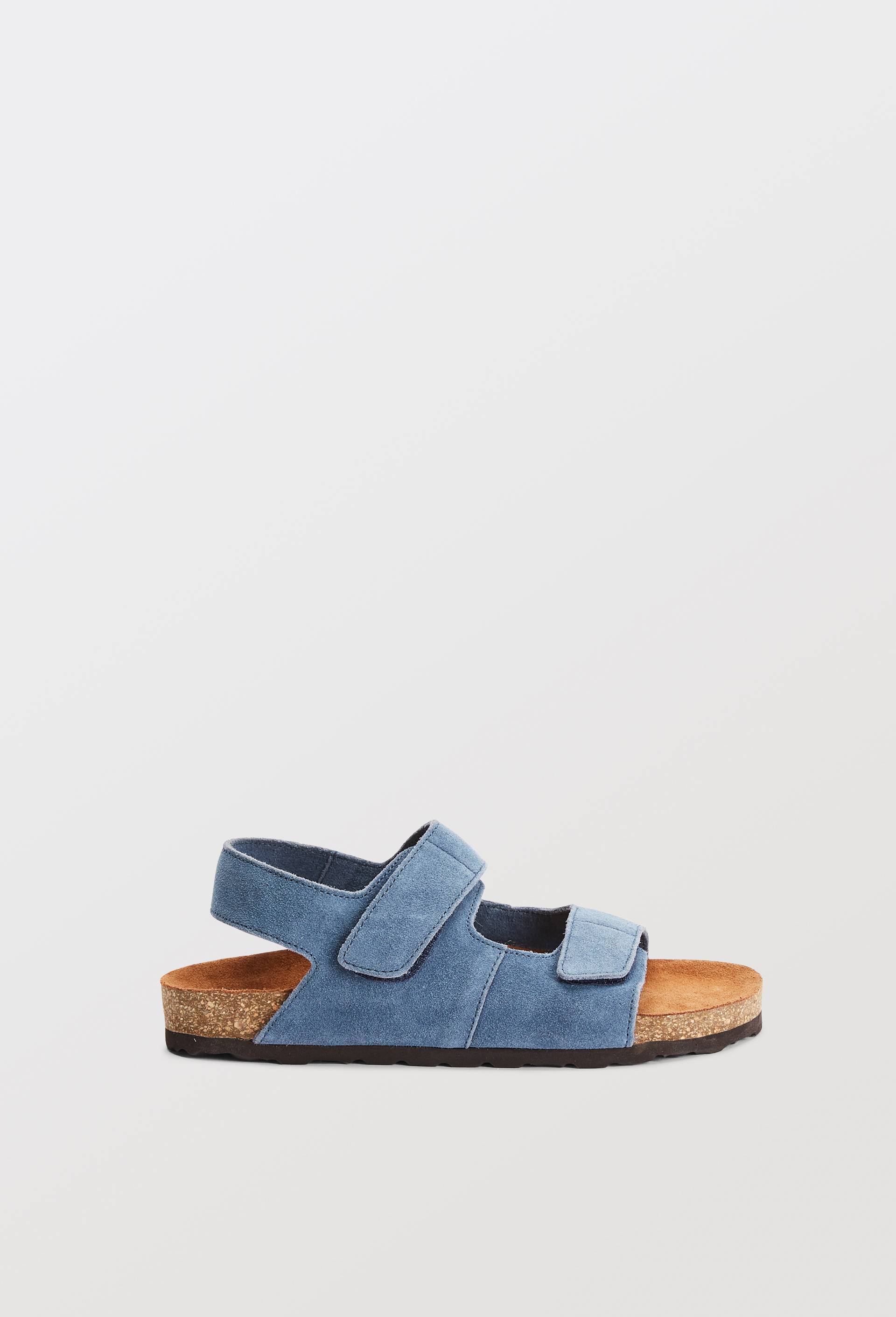 Sandales &agrave; scratch en cuir responsable, Bleu, large image number 1.0