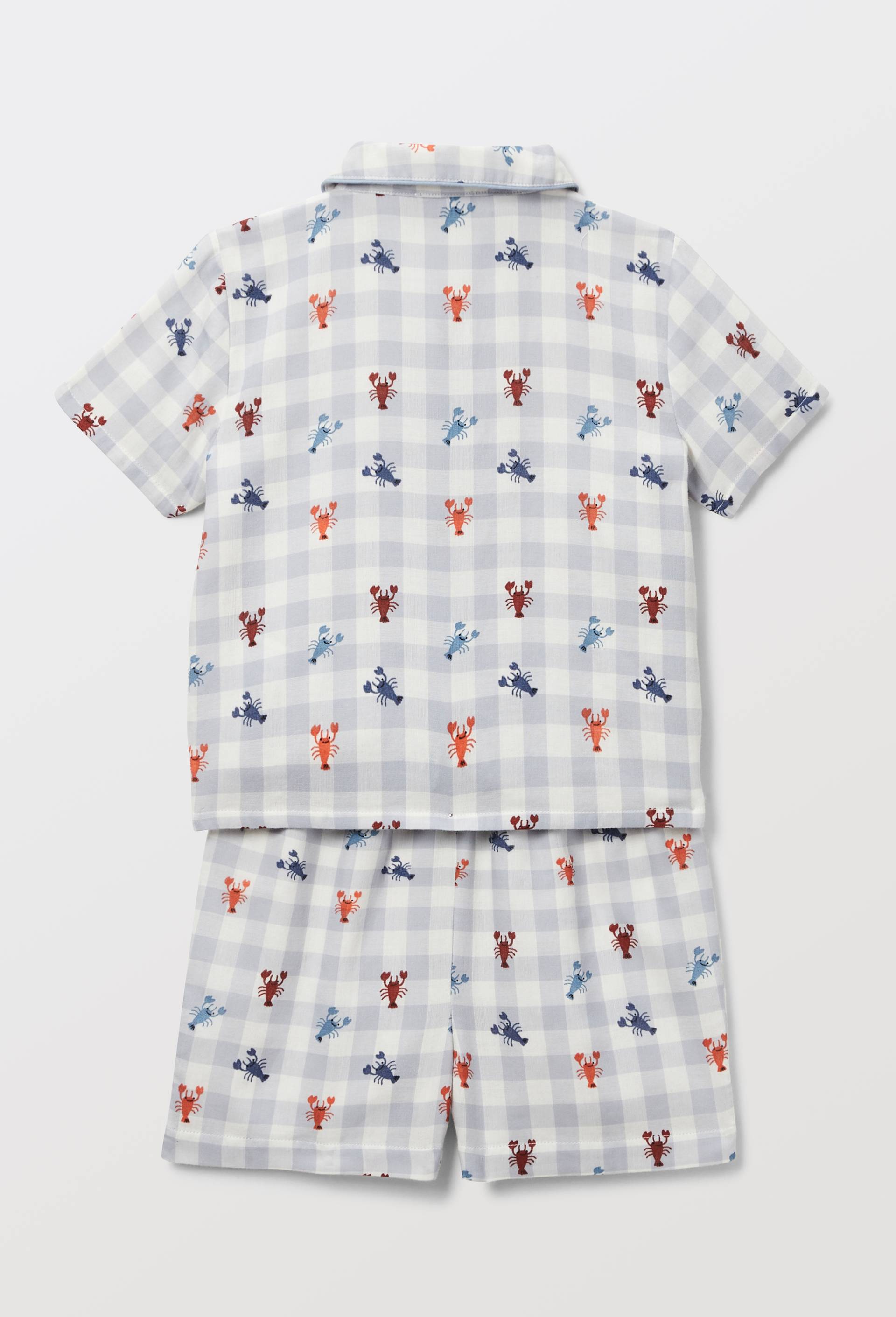 Pyjama court imprim&eacute; en gaze de coton, Bleu, large image number 1