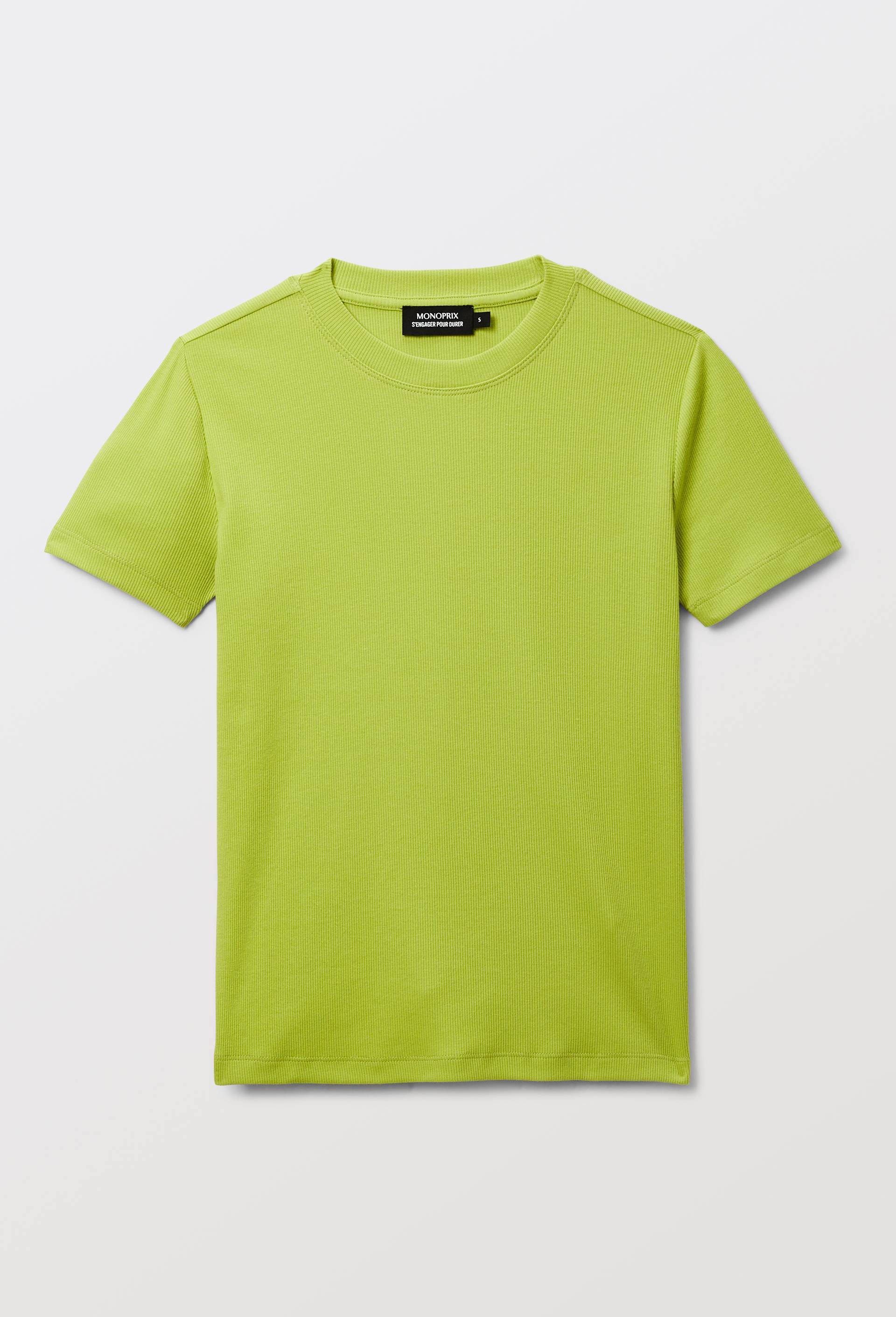 T-shirt &agrave; manches courtes col rond c&ocirc;tel&eacute; en coton BIO GOTS, Vert clair, large image number 2