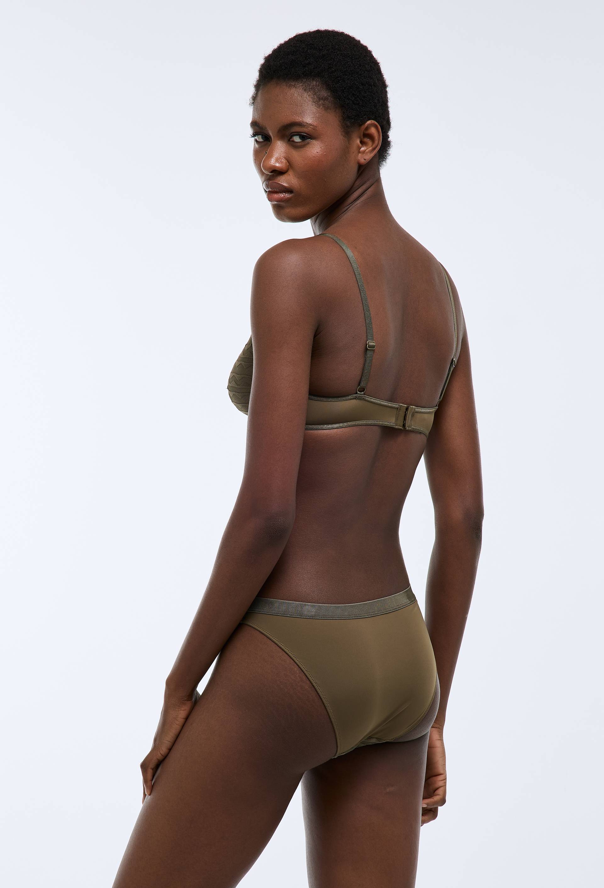 Culotte FATOU en microfibre et dentelle, Vert fonc&eacute;, large image number 1