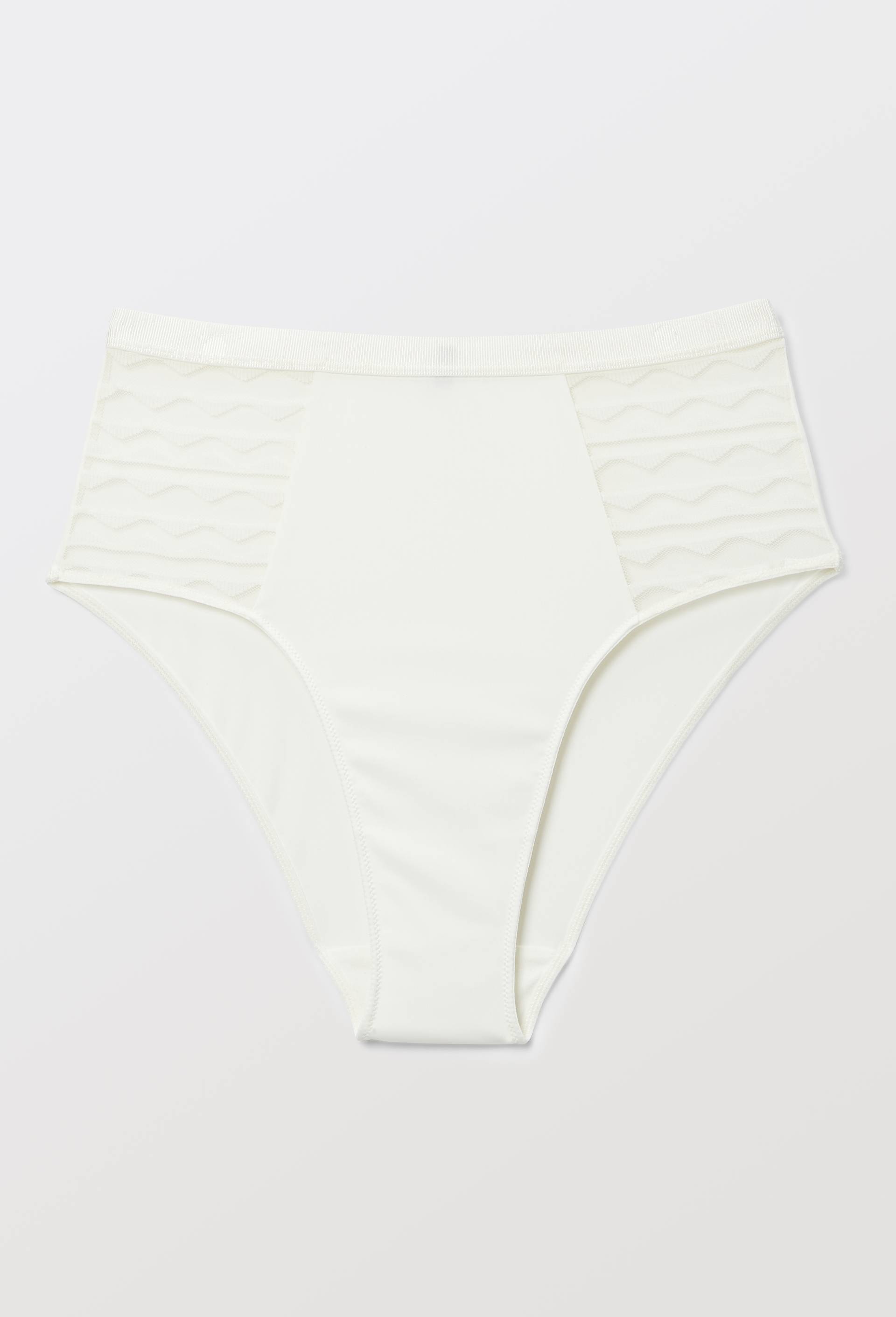 Culotte taille haute FATOU en microfibre et dentelle, Ecru, large image number 2