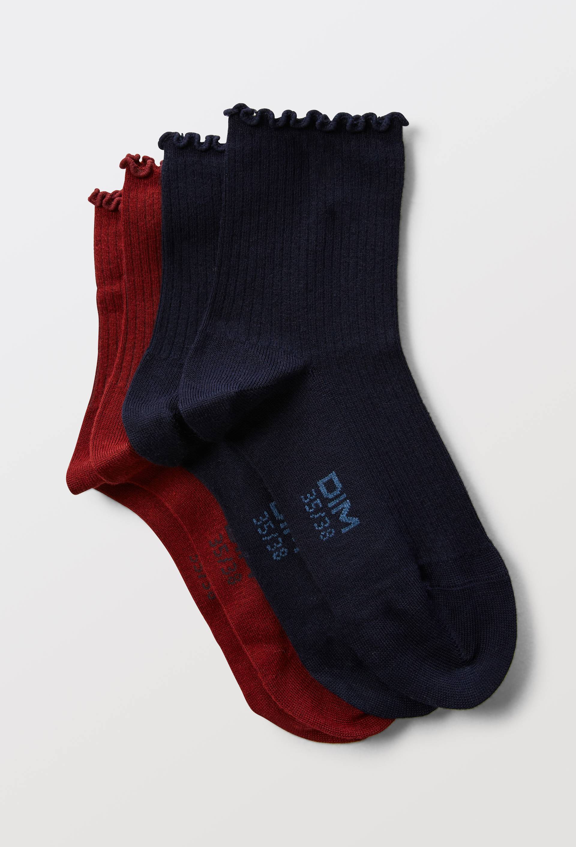 Lot de 2 socquettes en modal DIM, Bleu fonc&eacute;, swatch image