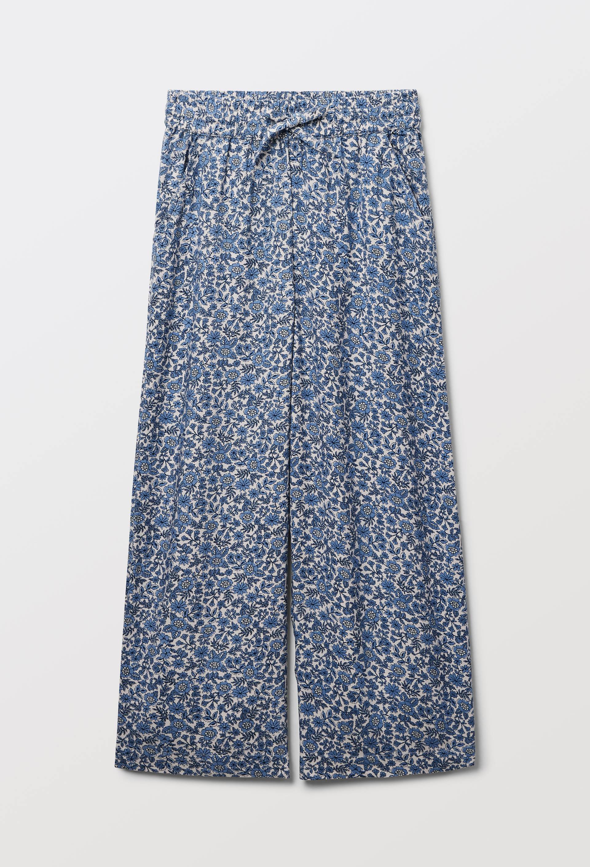 Pantalon taille &eacute;lastiqu&eacute;e fluide imprim&eacute;, Bleu, large image number 1.0