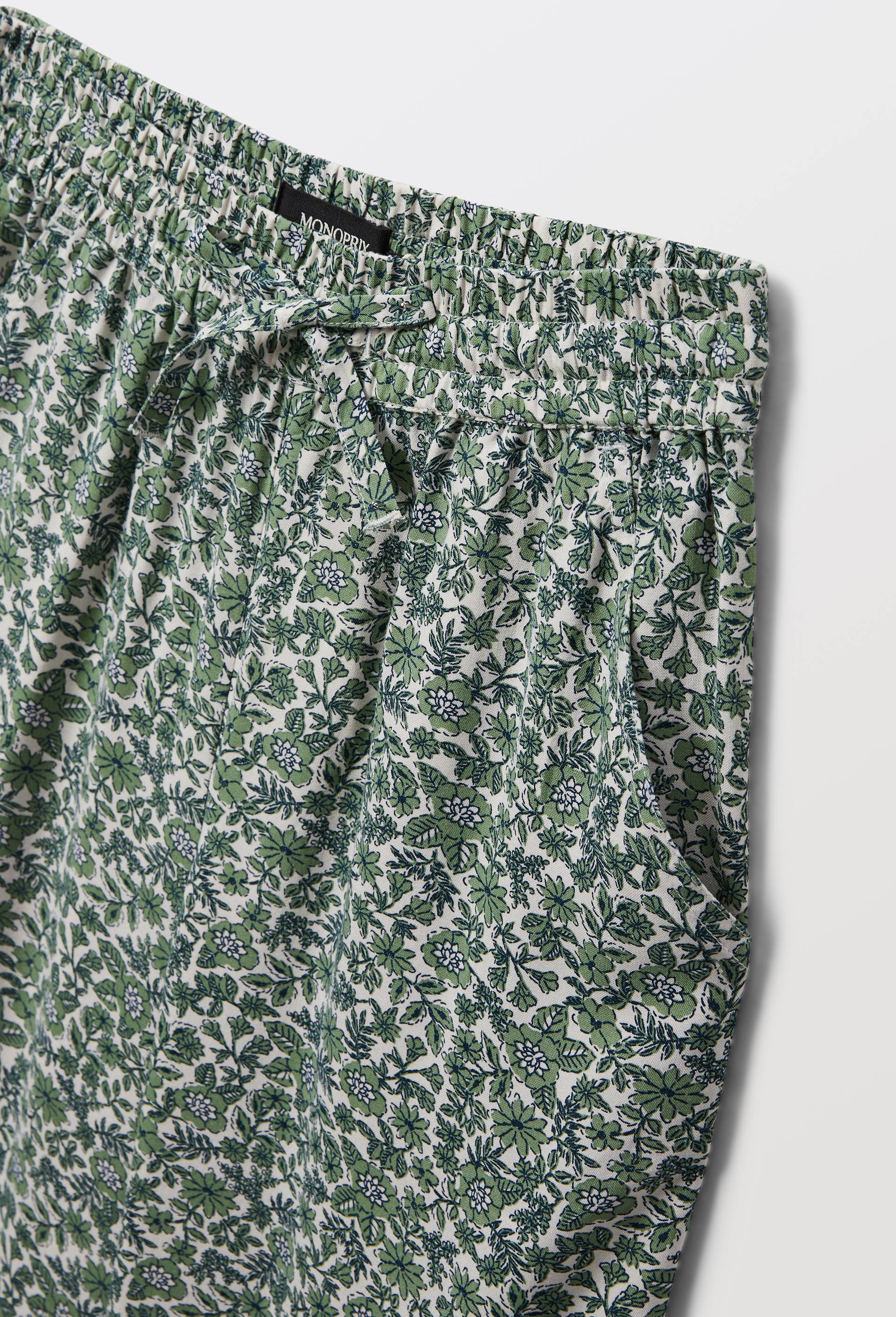 Pantalon taille &eacute;lastiqu&eacute;e fluide imprim&eacute;, Vert, large image number 3.0