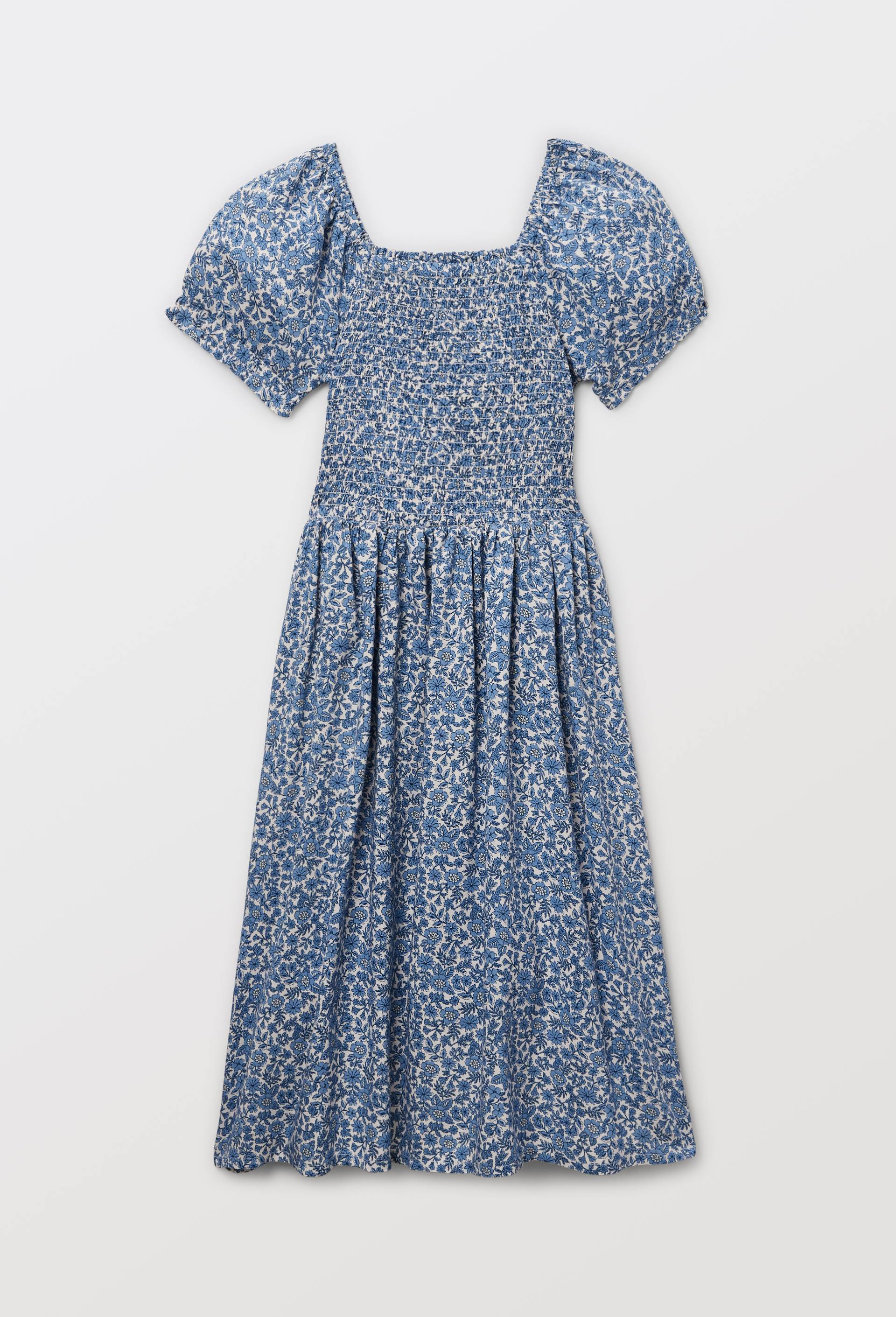 Robes longue &agrave; smocks imprim&eacute;e, Bleu, large image number 1