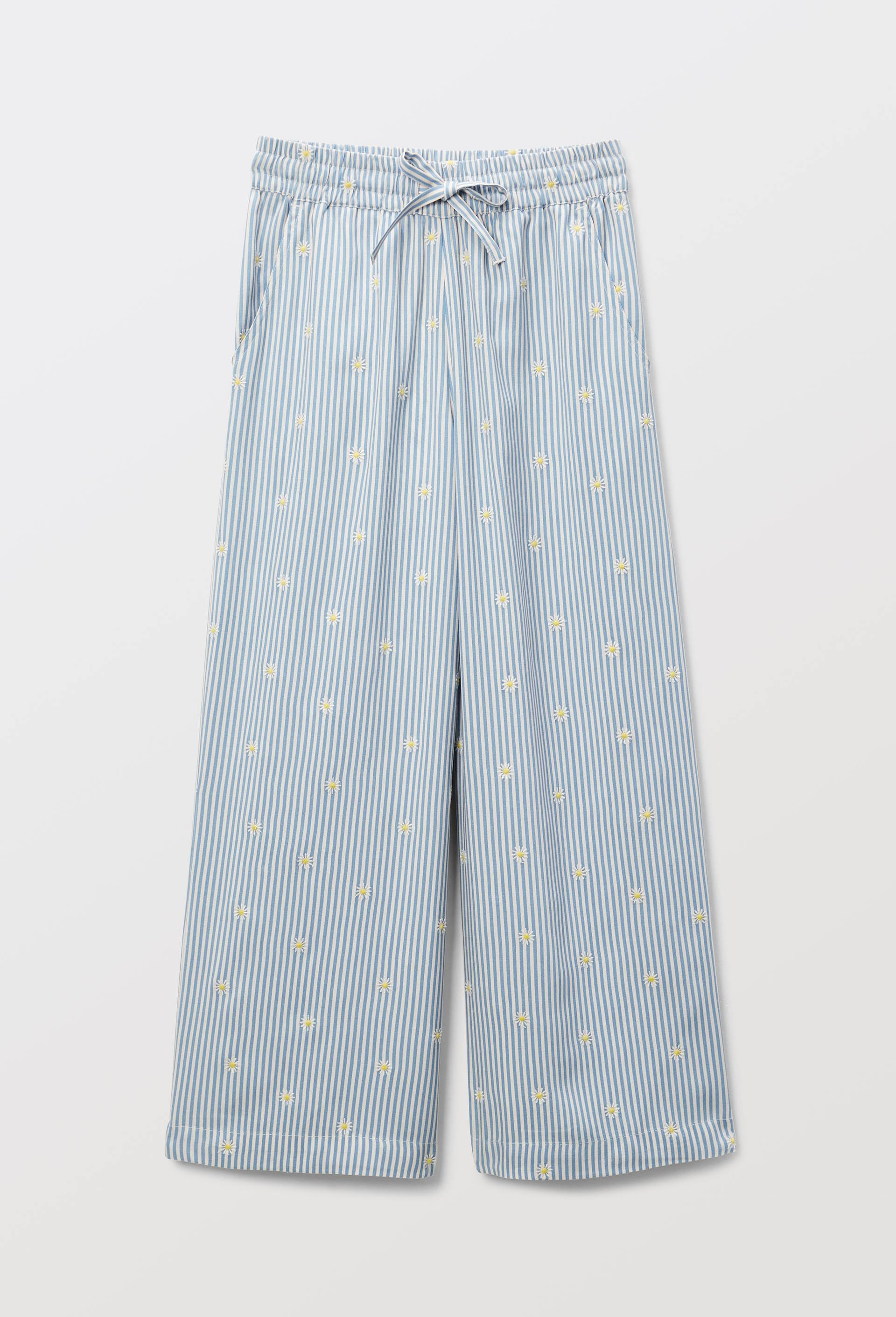 Pantalon taille &eacute;lastiqu&eacute;e large brod&eacute;, Beige clair, large image number 2.0