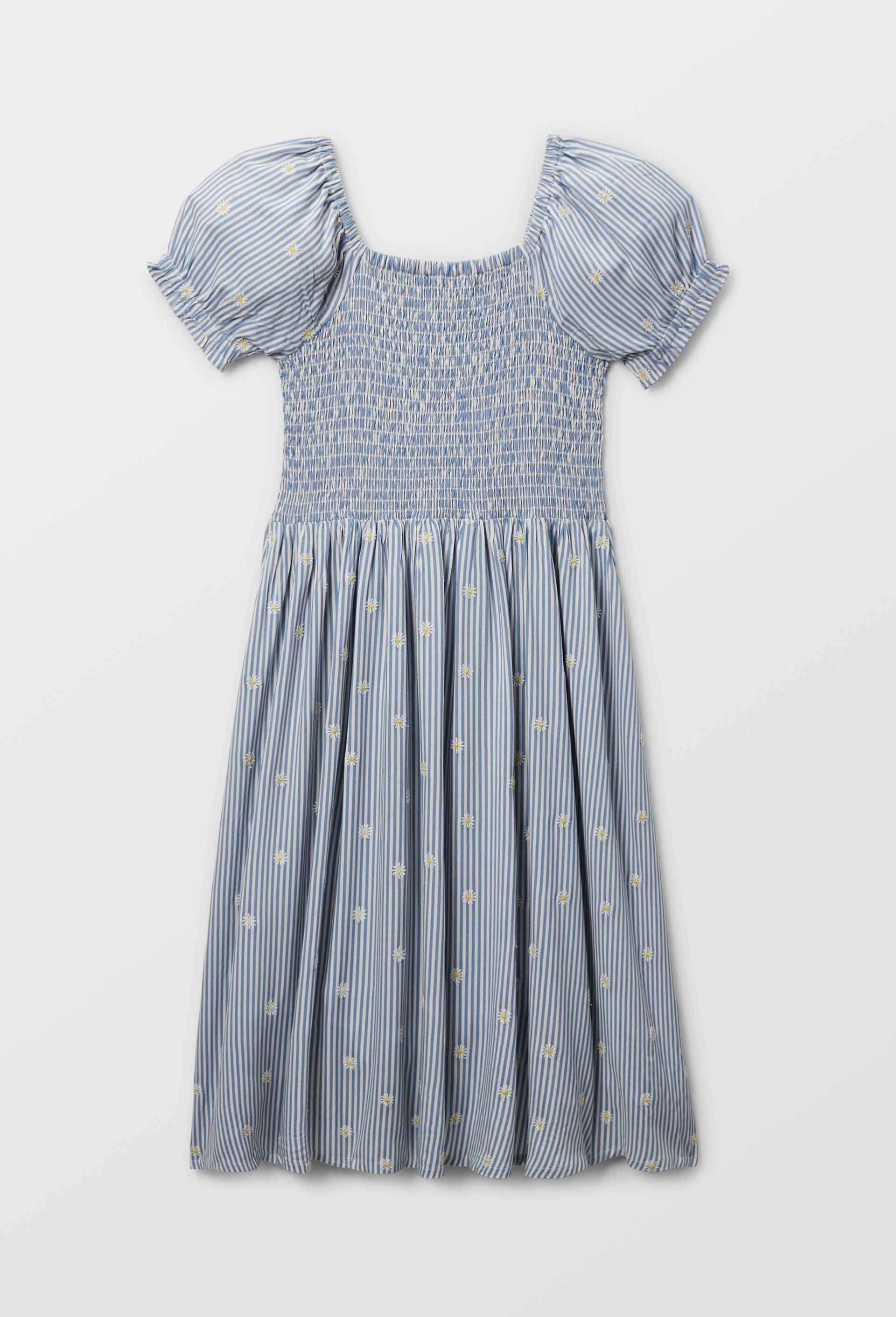 Robes longue &agrave; smocks imprim&eacute;e, Bleu, large image number 3