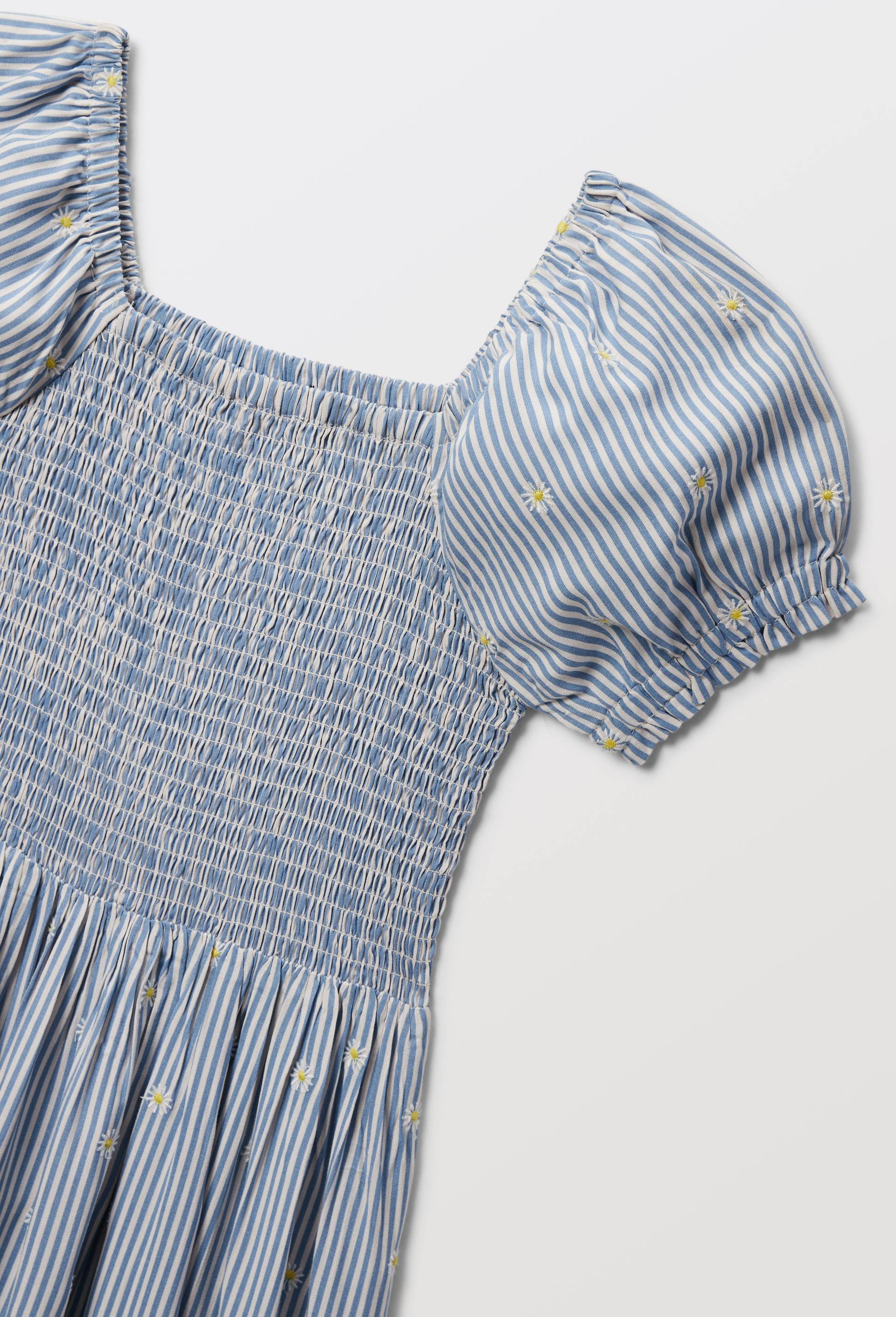 Robes longue &agrave; smocks imprim&eacute;e, Bleu, large image number 4