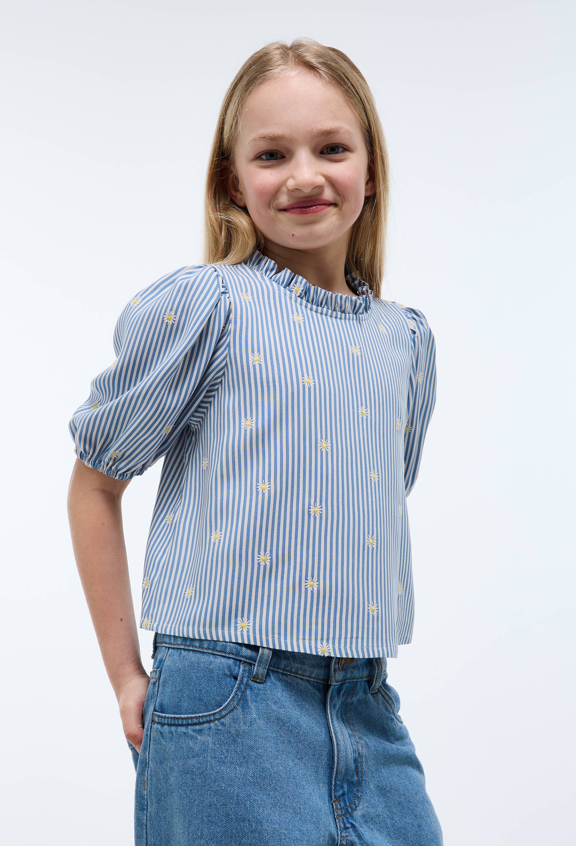 Blouse brod&eacute;e en coton, Beige clair, large image number 0