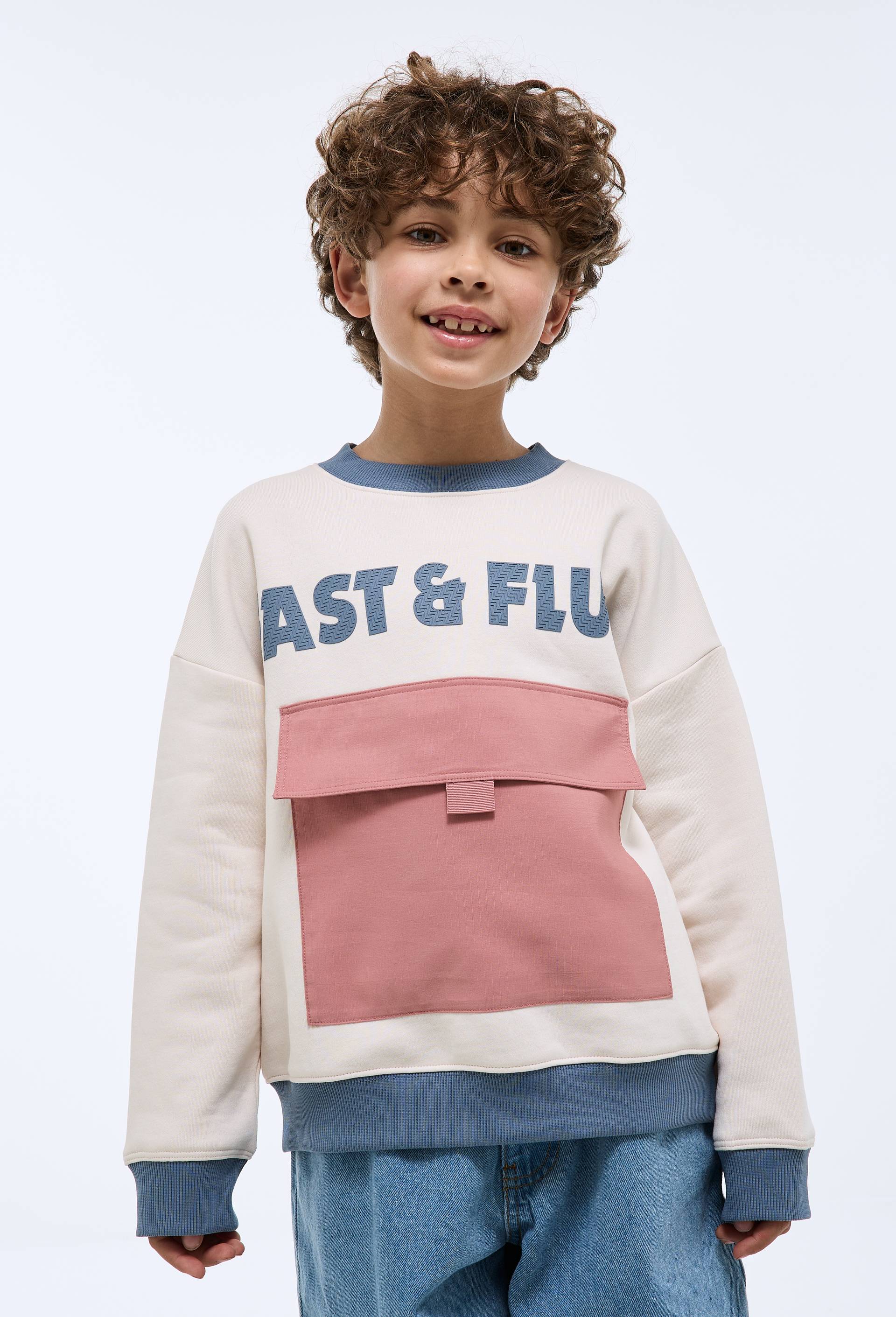 Sweat imprim&eacute; en coton BIO GOTS, Beige clair, large image number 0.0