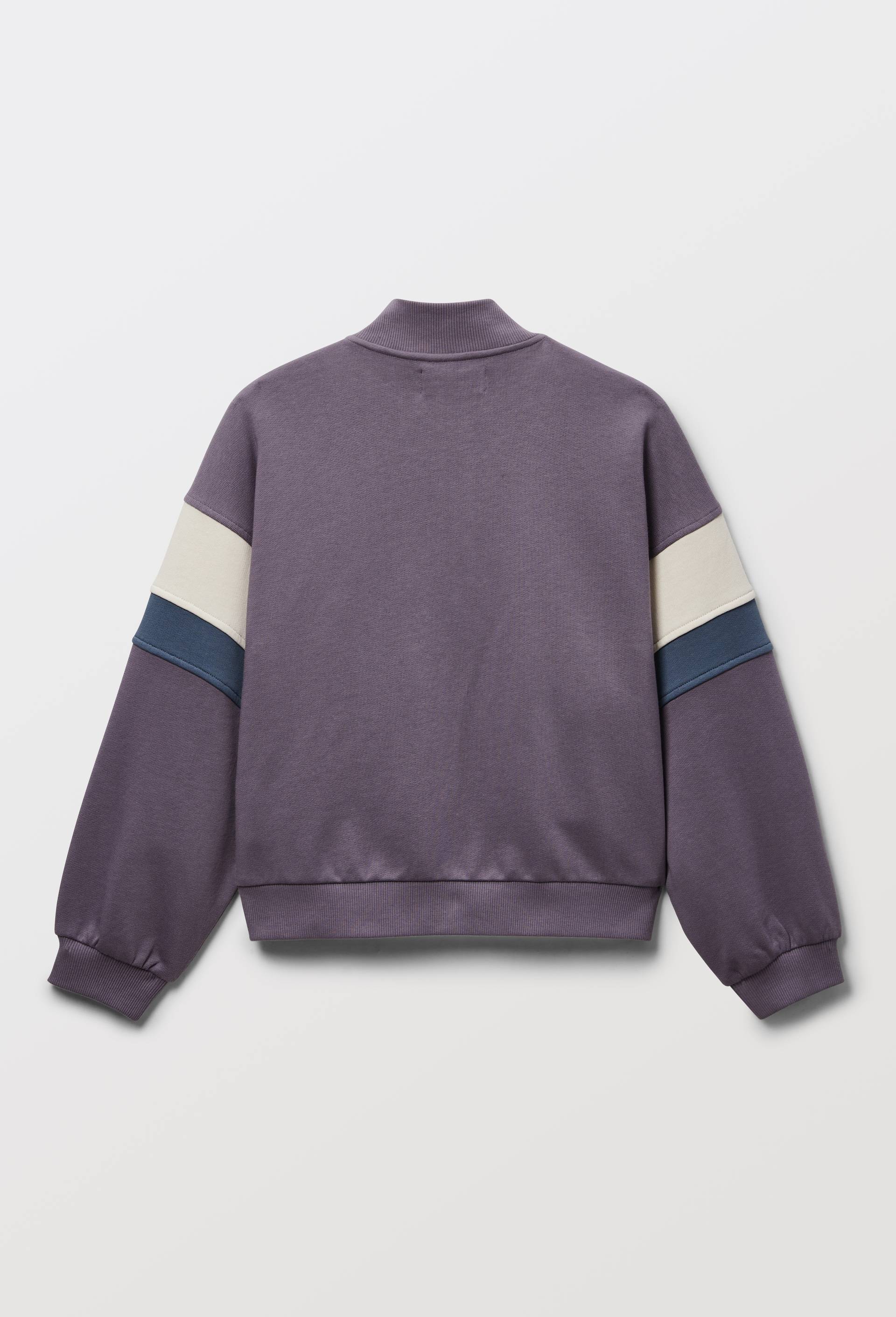 Sweat zipp&eacute; uni en coton GOTS, Violet, large image number 3