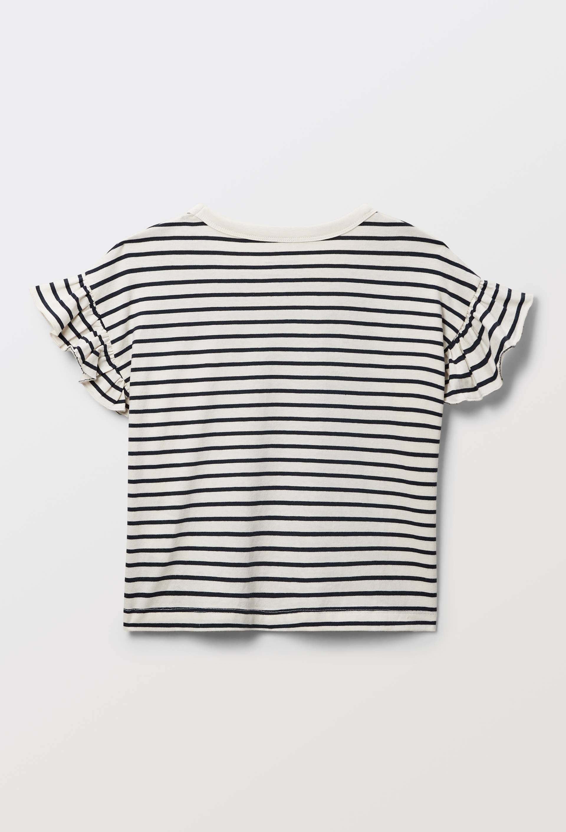 T-shirt fleur brod&eacute;e, coton BIO, Bleu fonc&eacute;, large image number 2