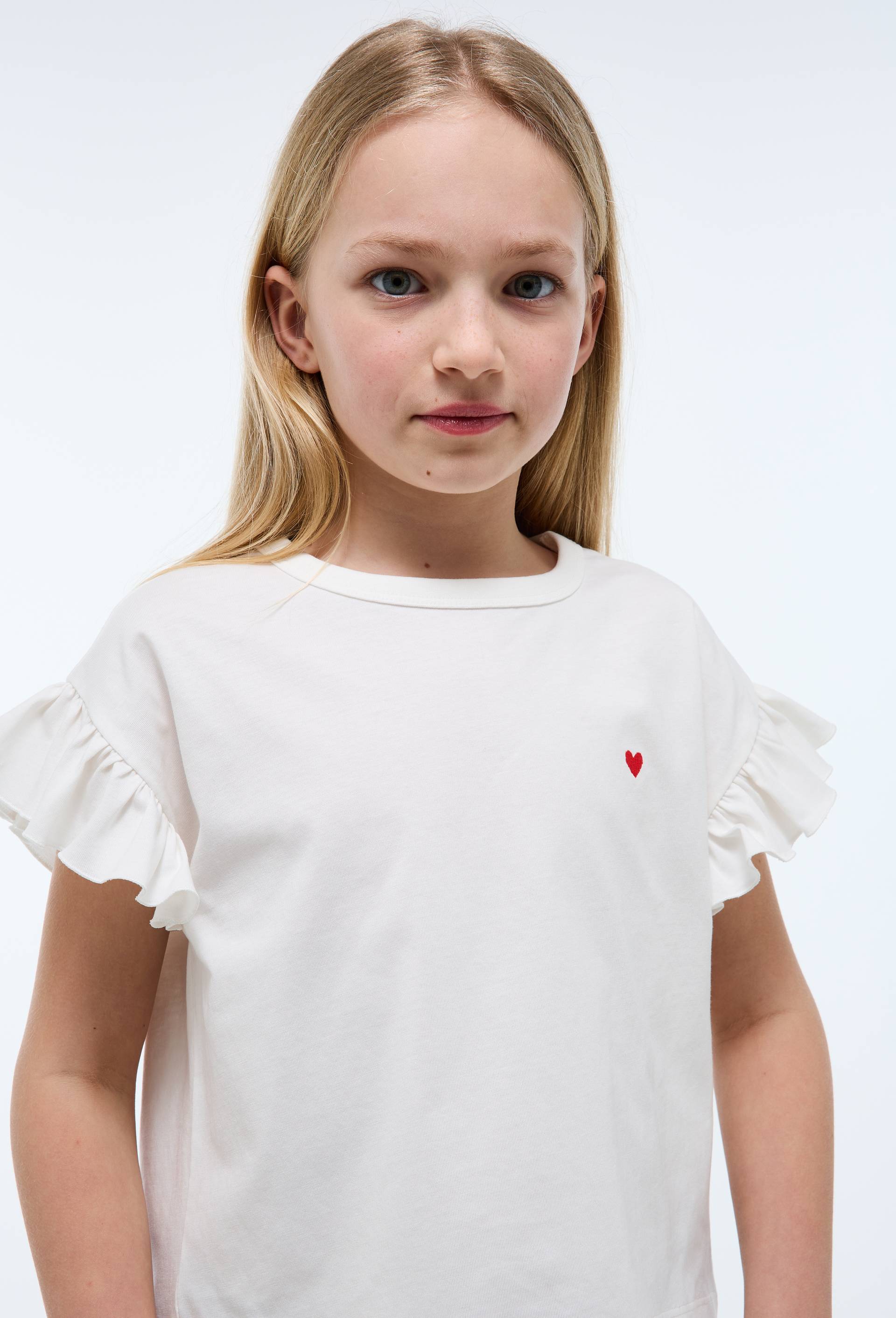 T-shirt manches volant&eacute;es en coton, Blanc, large image number 0