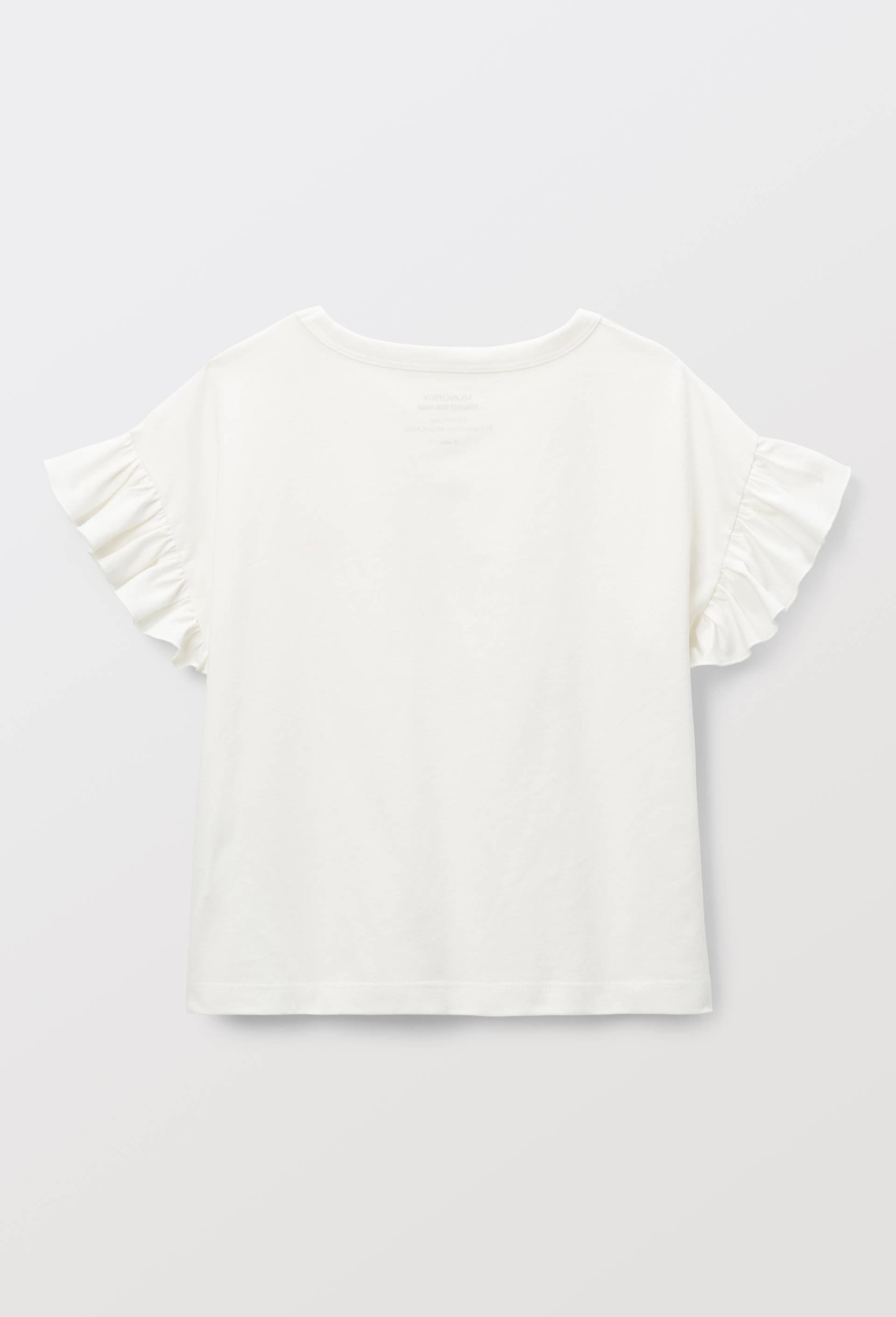 T-shirt manches volant&eacute;es en coton, Blanc, large image number 2