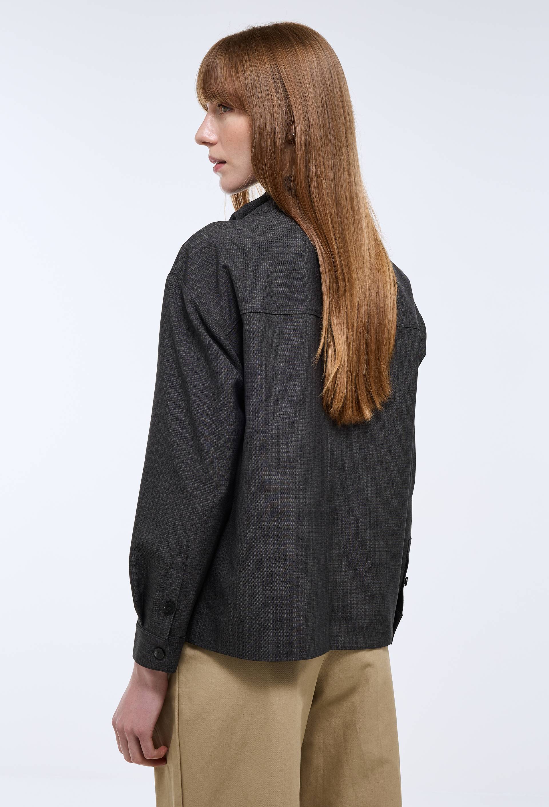 Blouse manches longues col montant, Gris, large image number 1