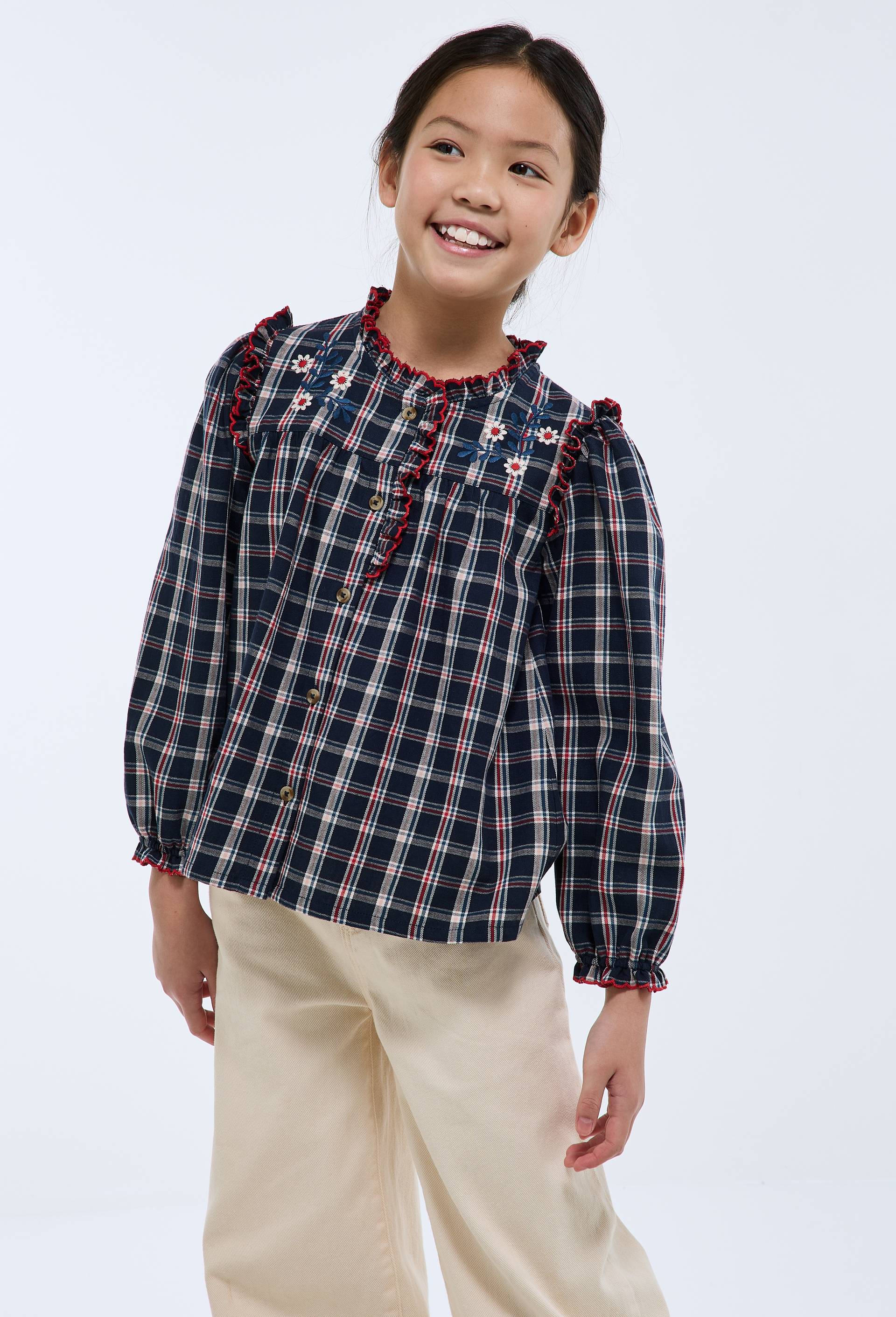 Blouse unie en coton BIO, Bleu fonc&eacute;, large image number 0