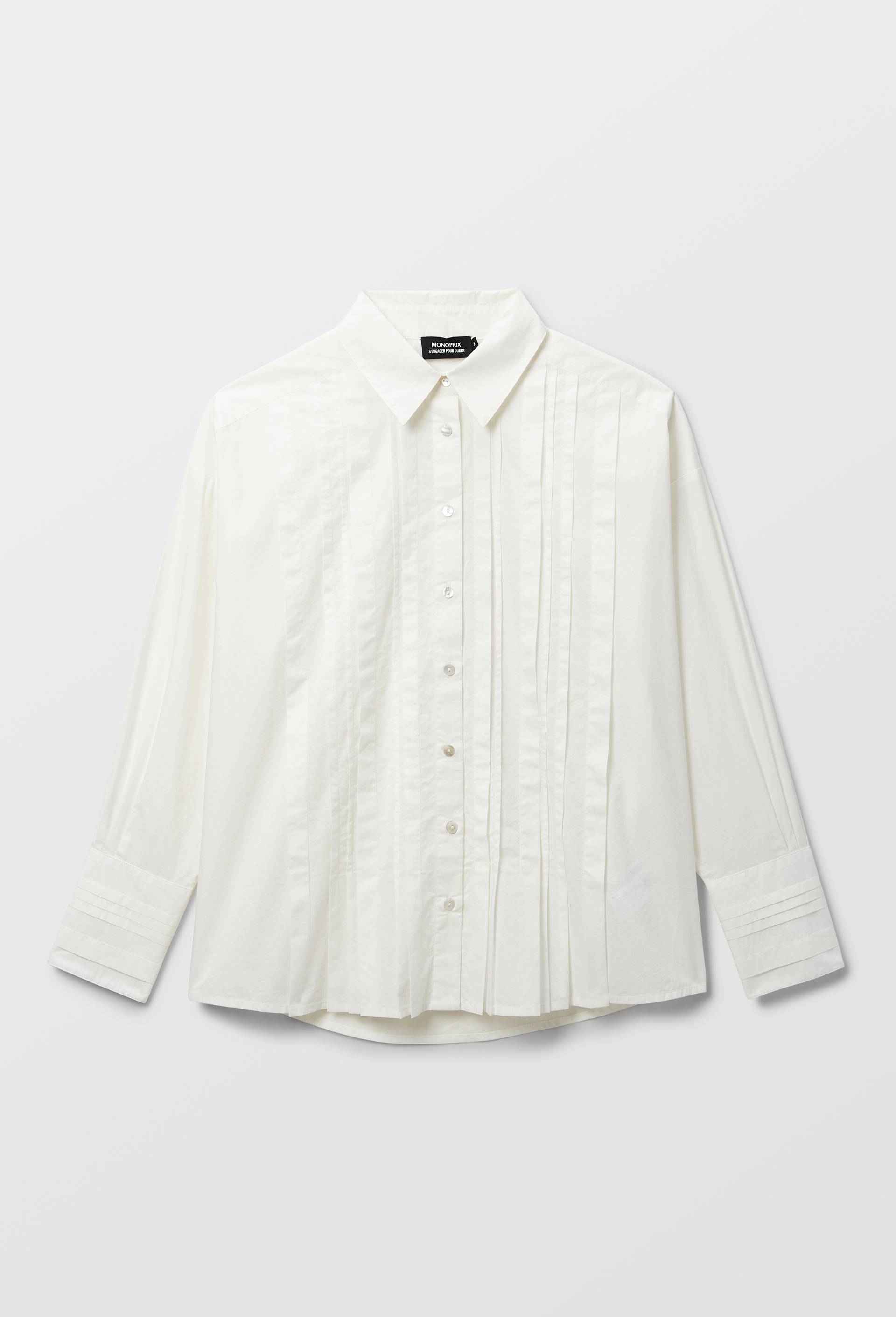 Chemise manches longues unie en coton BIO GOTS, Blanc, large image number 2