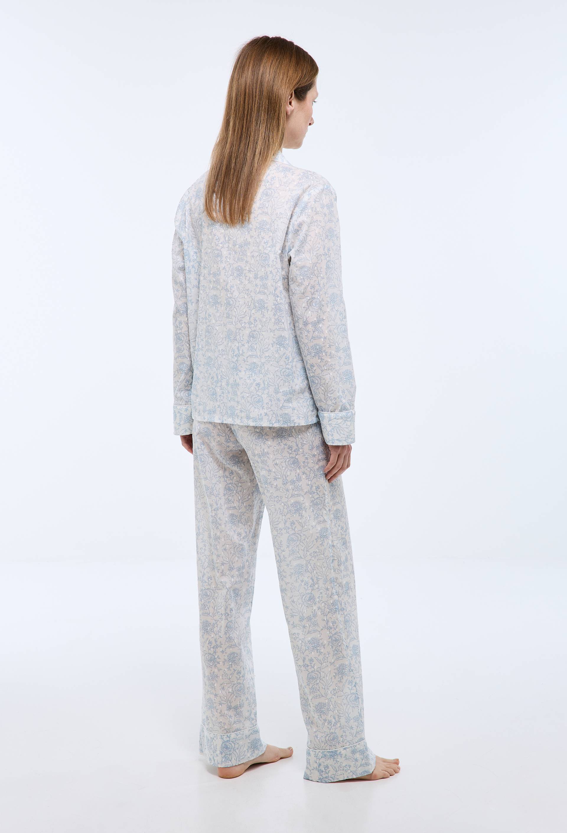 Pyjama ray&eacute; &agrave; manches longues en coton BIO, Bleu clair, large image number 1