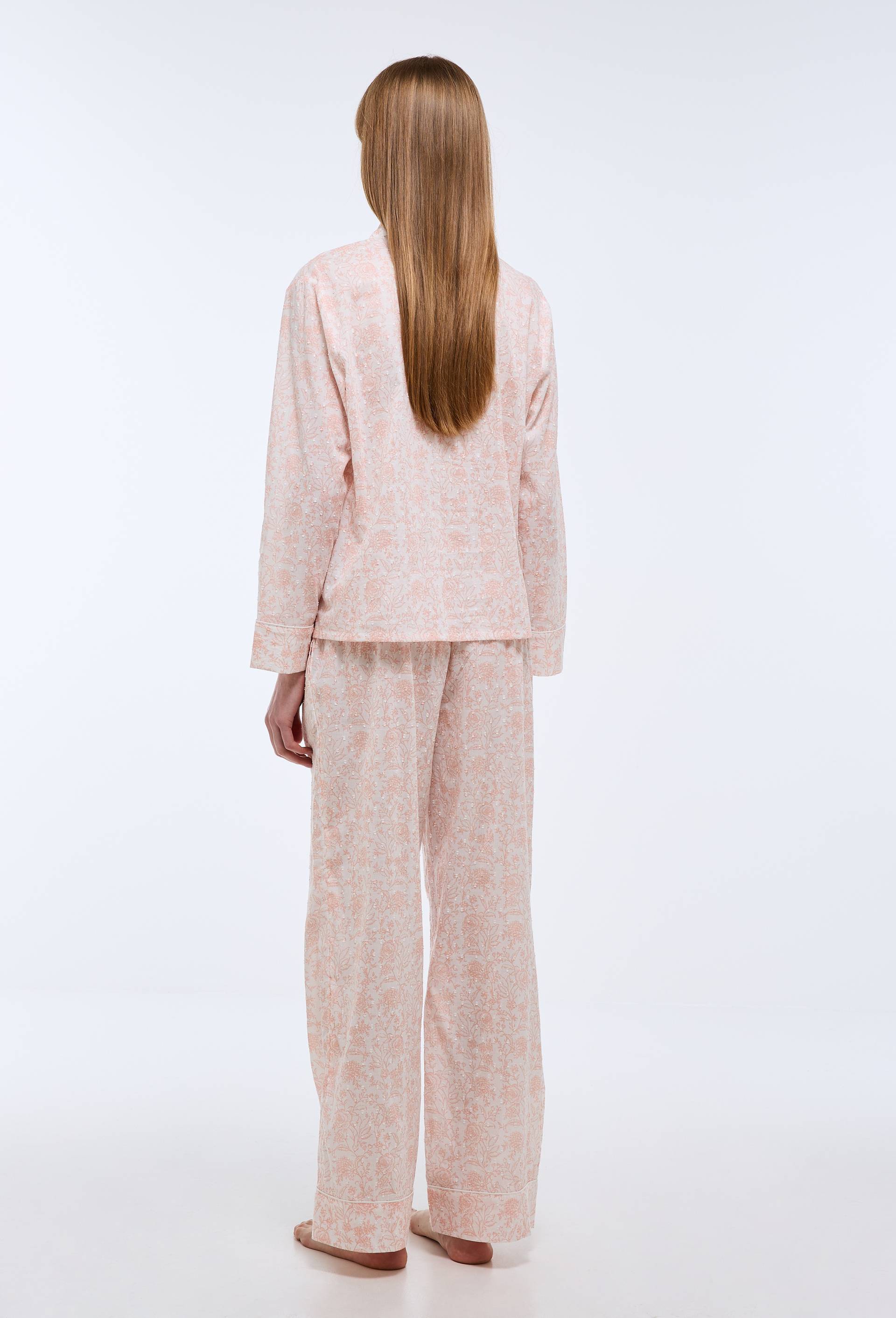 Pyjama ray&eacute; &agrave; manches longues en coton BIO, Rose, large image number 1